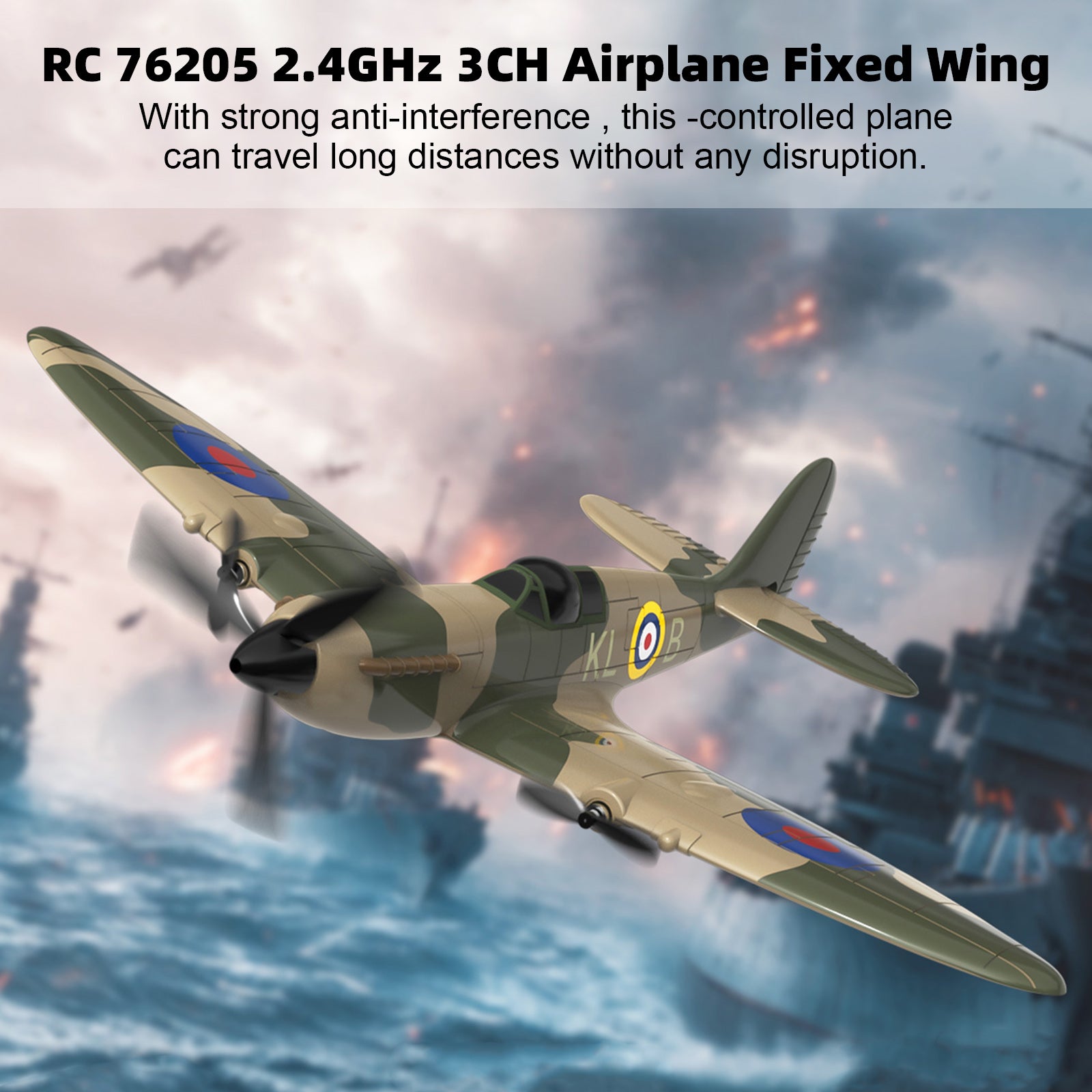 RC 76205 2.4GHz 3CH Airplane Fixed Wing With Gyro System 2 Batteries Kid Toy