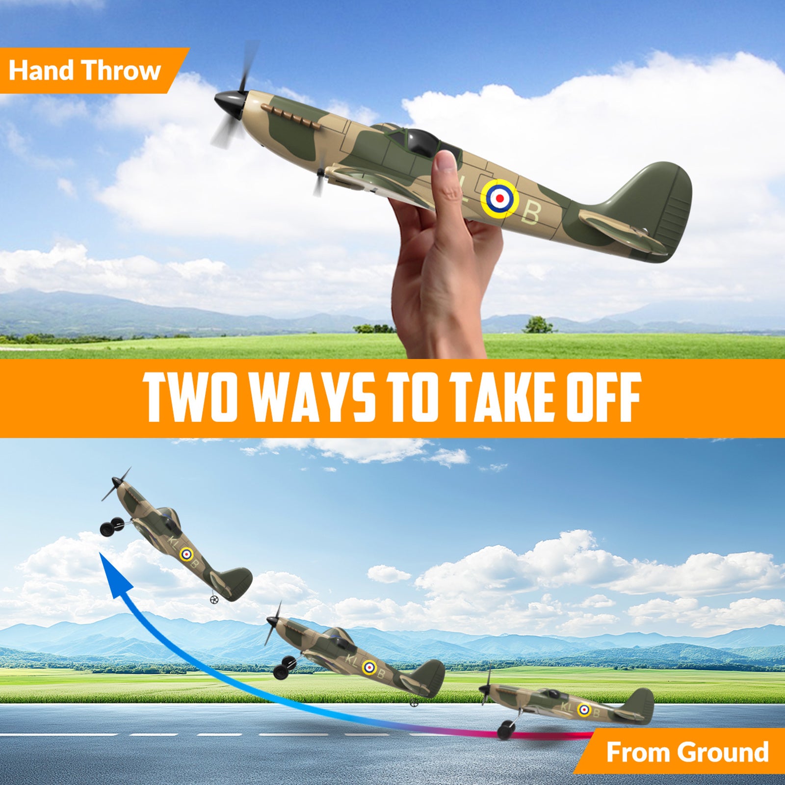 RC 76205 2.4GHz 3CH Airplane Fixed Wing With Gyro System 2 Batteries Kid Toy
