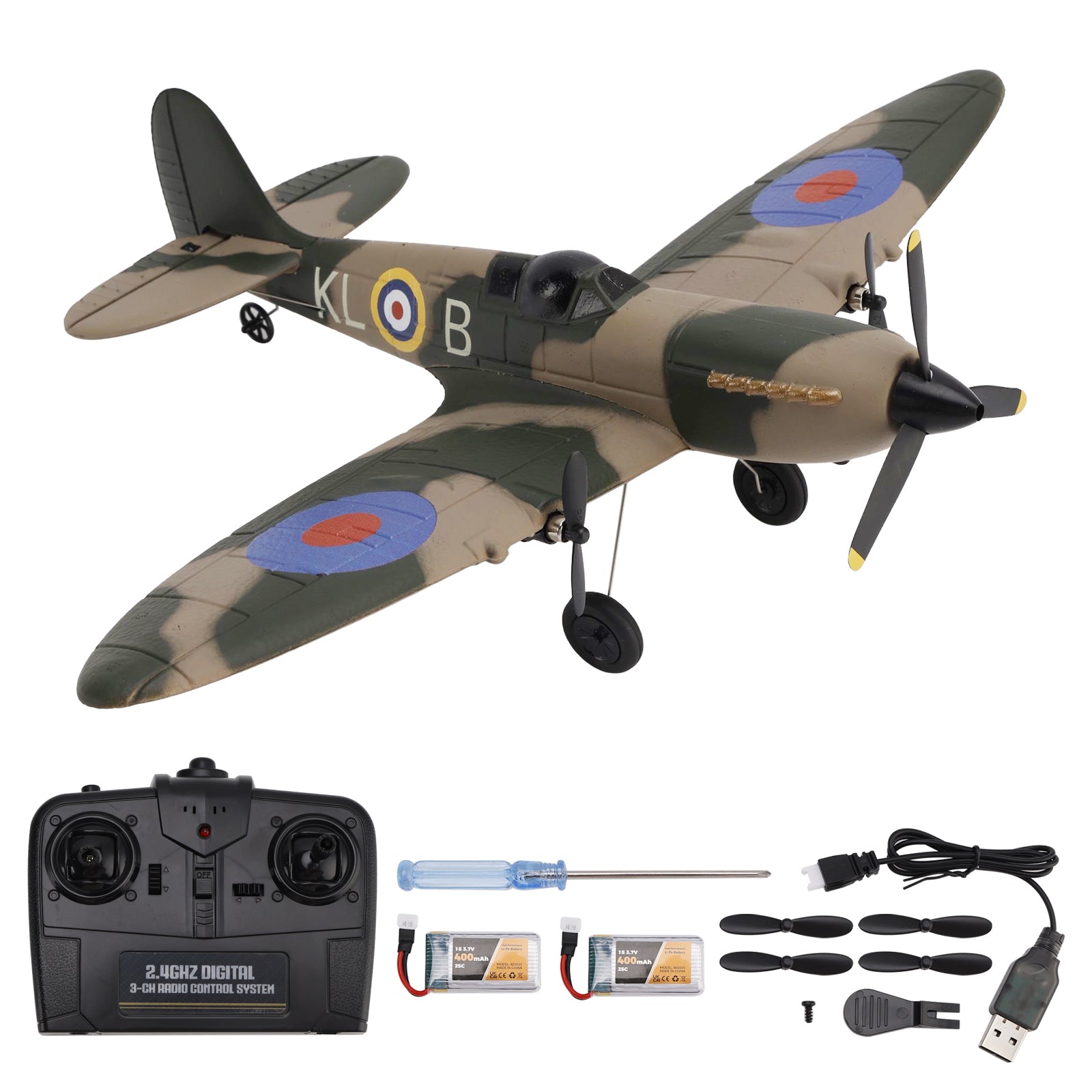 RC 76205 2.4GHz 3CH Airplane Fixed Wing With Gyro System 2 Batteries Kid Toy
