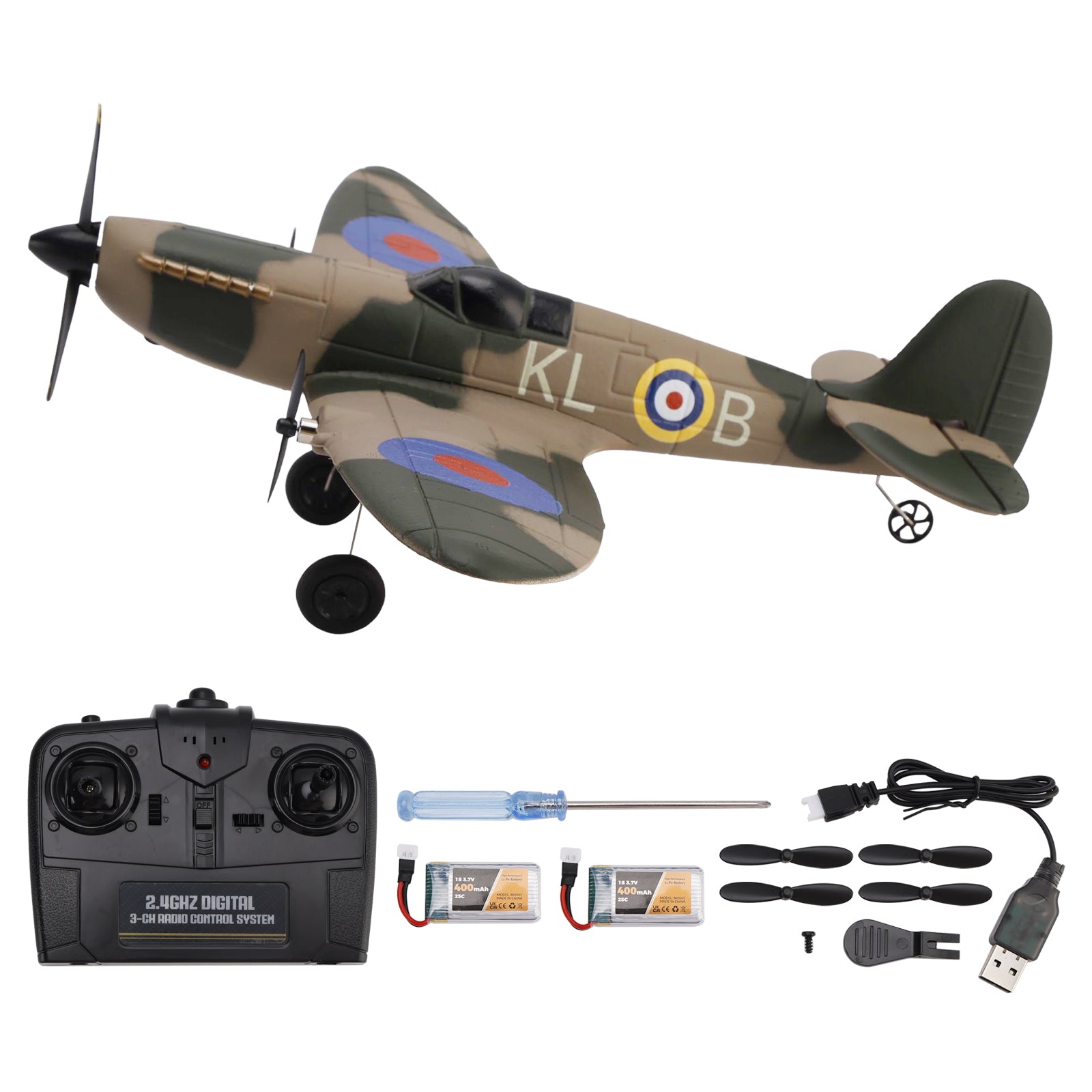 RC 76205 2.4GHz 3CH Airplane Fixed Wing With Gyro System 2 Batteries Kid Toy