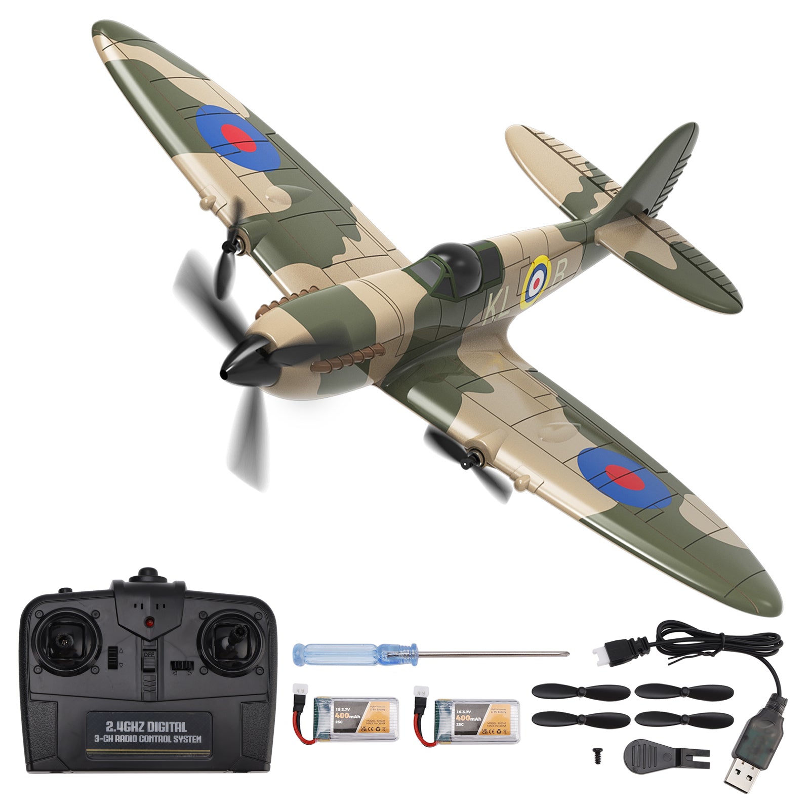 RC 76205 2.4GHz 3CH Airplane Fixed Wing With Gyro System 2 Batteries Kid Toy
