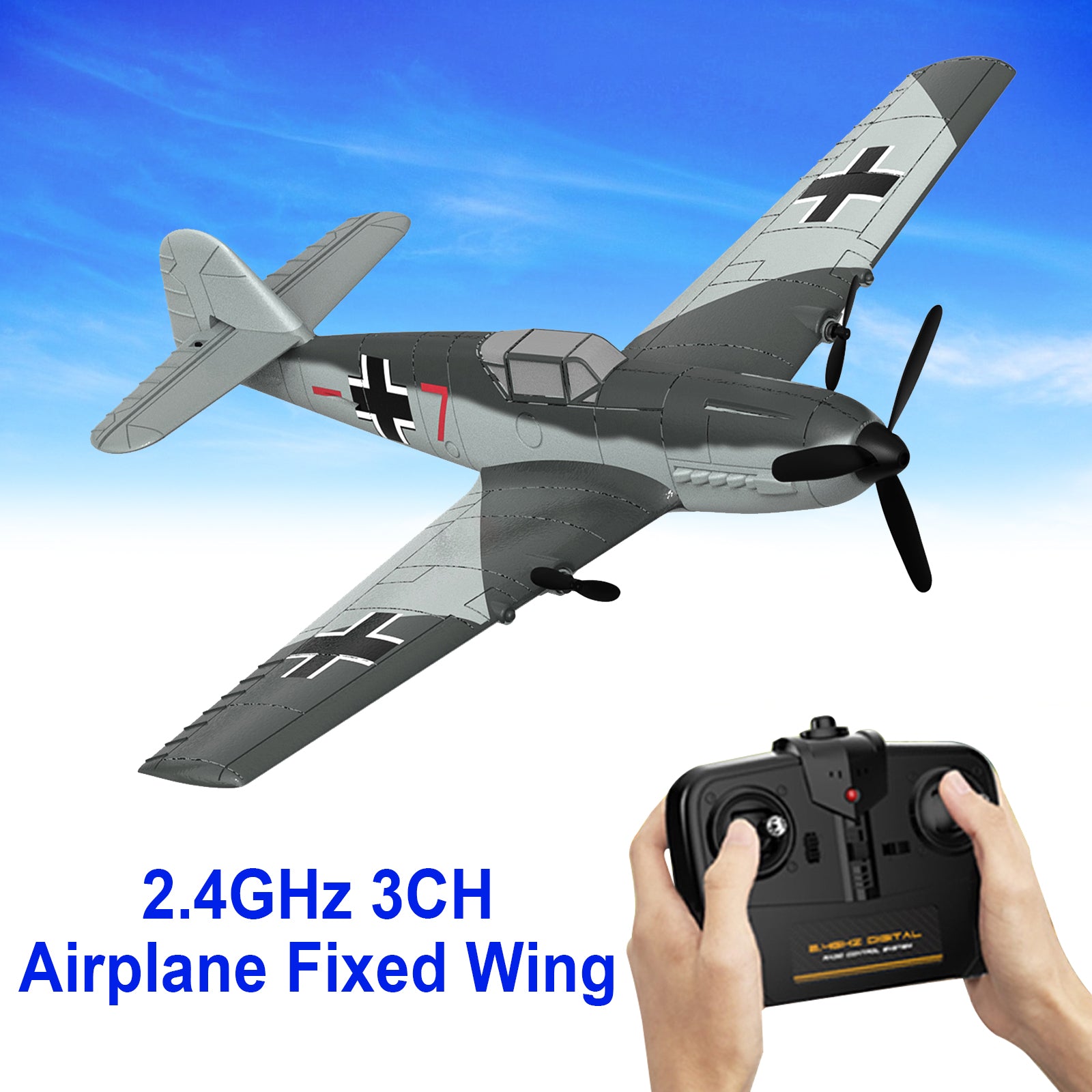 RC 76206 2.4GHz 3CH Airplane Fixed Wing With Gyro System 2 Batteries Kid Toy