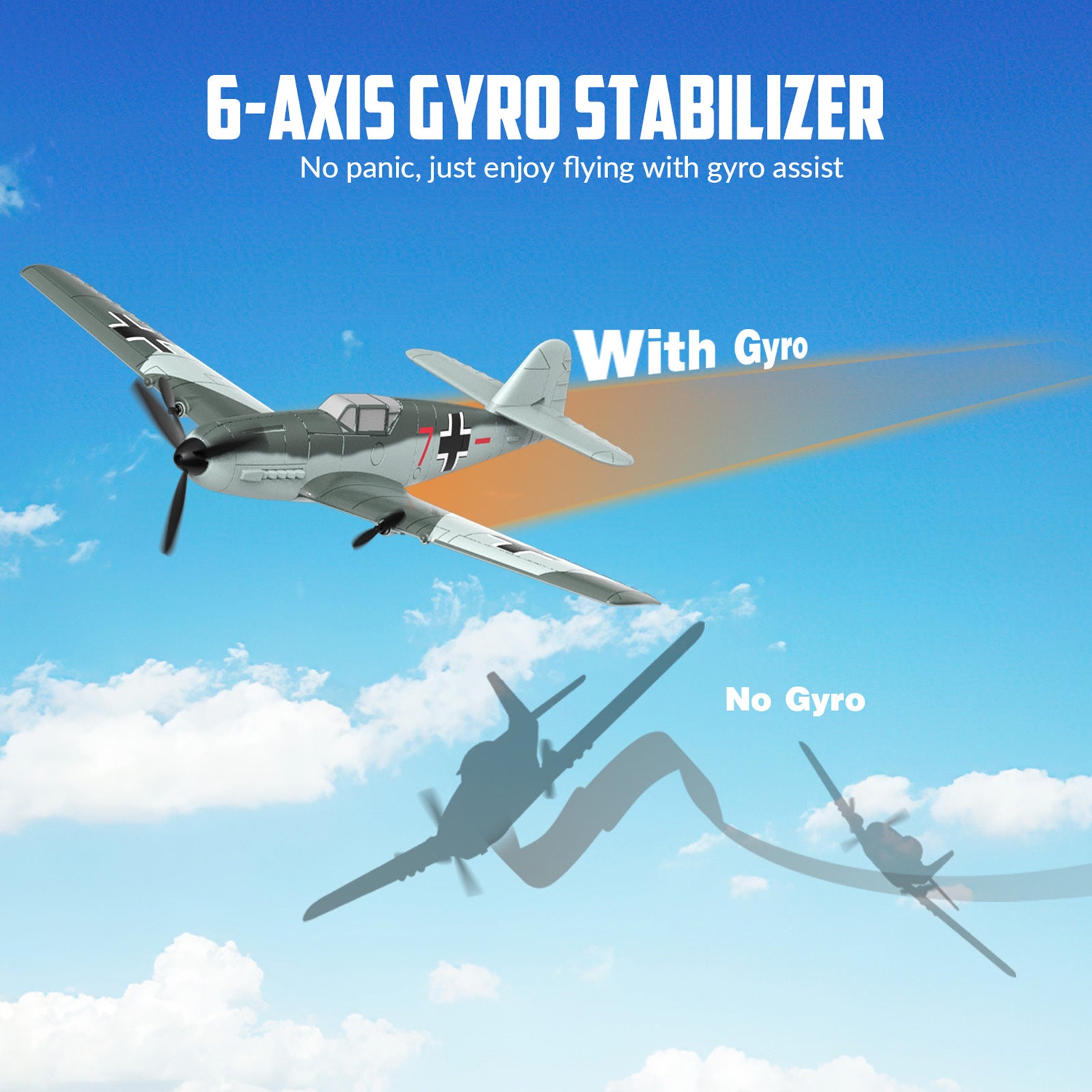 RC 76206 2.4GHz 3CH Airplane Fixed Wing With Gyro System 2 Batteries Kid Toy
