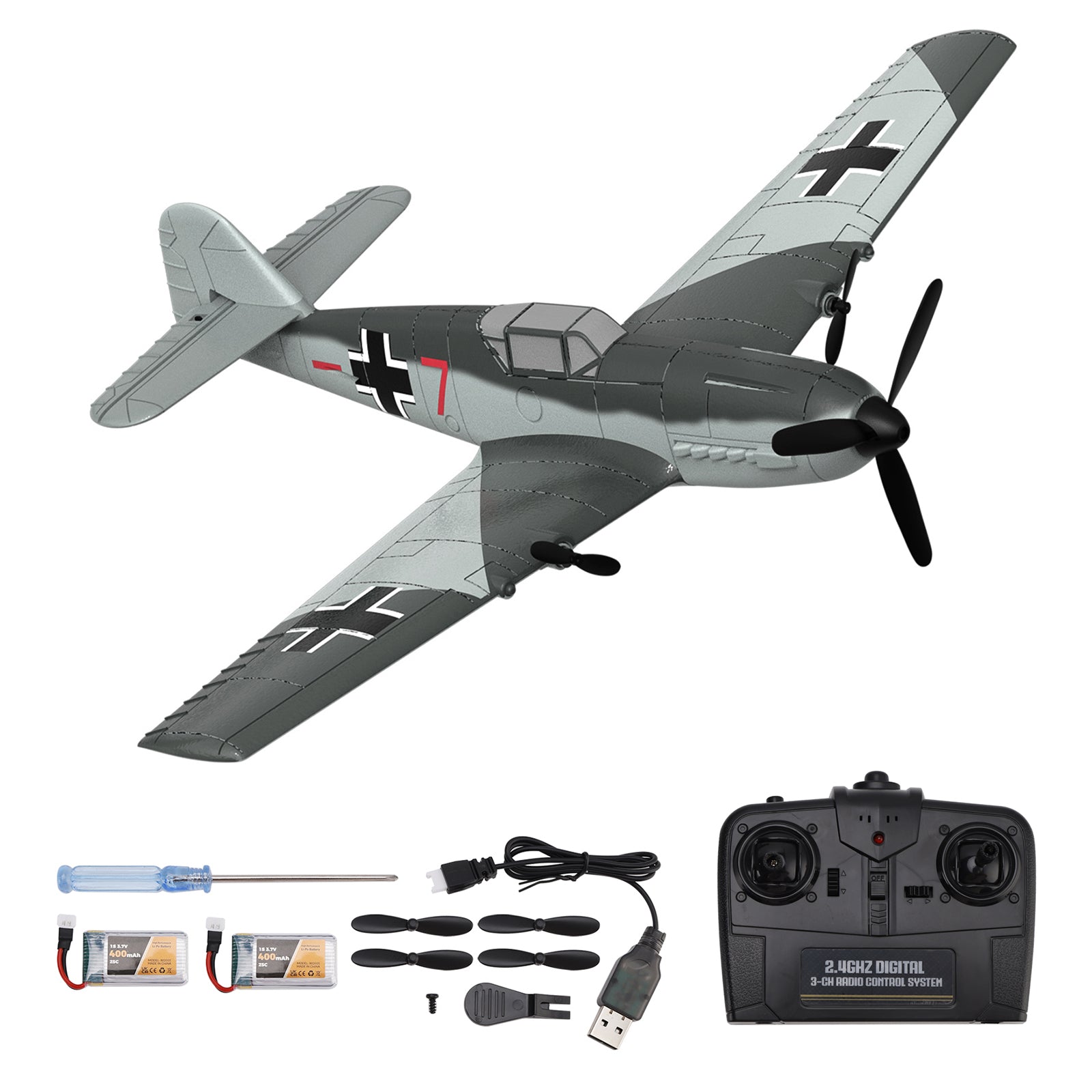 RC 76206 2.4GHz 3CH Airplane Fixed Wing With Gyro System 2 Batteries Kid Toy