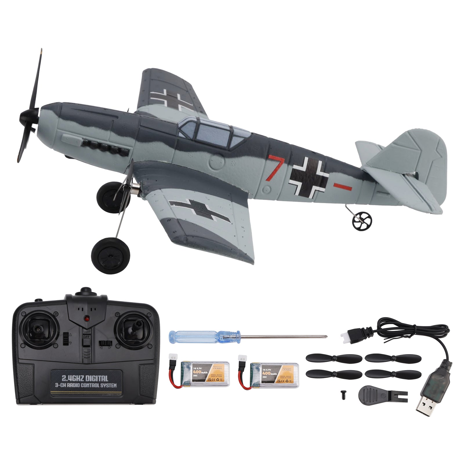 RC 76206 2.4GHz 3CH Airplane Fixed Wing With Gyro System 2 Batteries Kid Toy