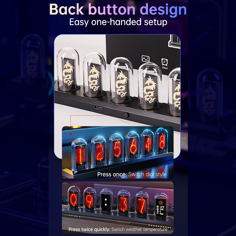 Nixie Tube Clock Wi-Fi 12/24H Temperature Humidity Wind Direction Precipitation