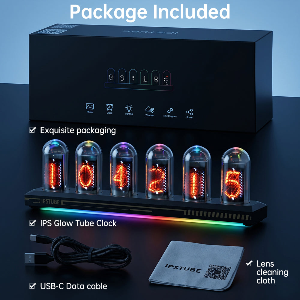 Nixie Tube Clock Wi-Fi 12/24H Temperature Humidity Wind Direction Precipitation