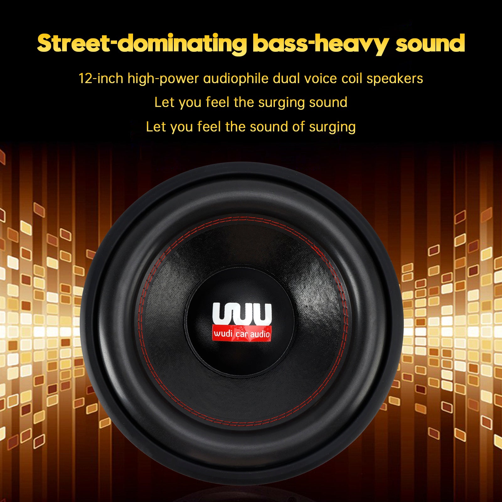 2PCS 12"Car Audio Subwoofer 2200W Max Power Dual Magnet Dual Coil Woofer Speaker