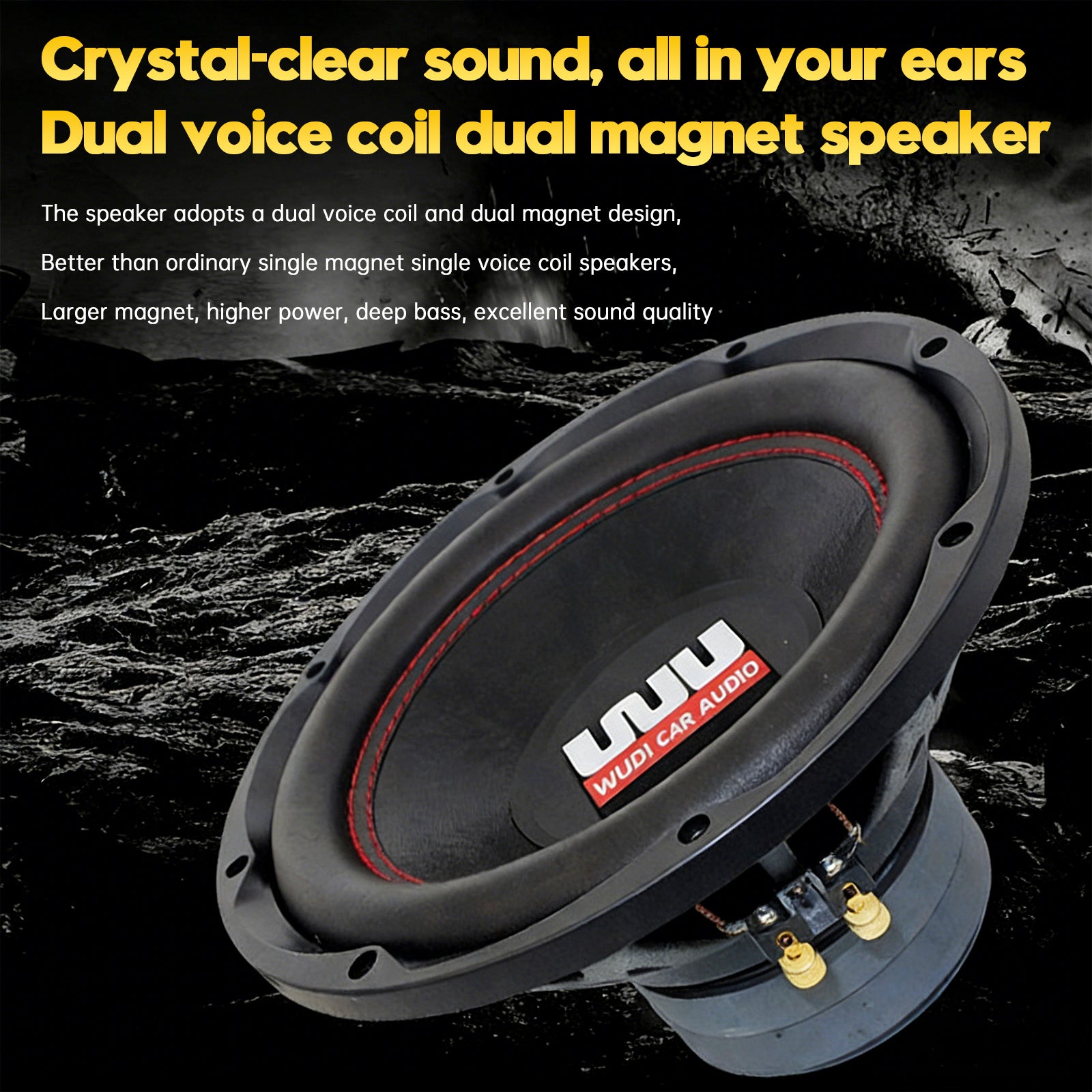 2PCS 12"Car Audio Subwoofer 2200W Max Power Dual Magnet Dual Coil Woofer Speaker
