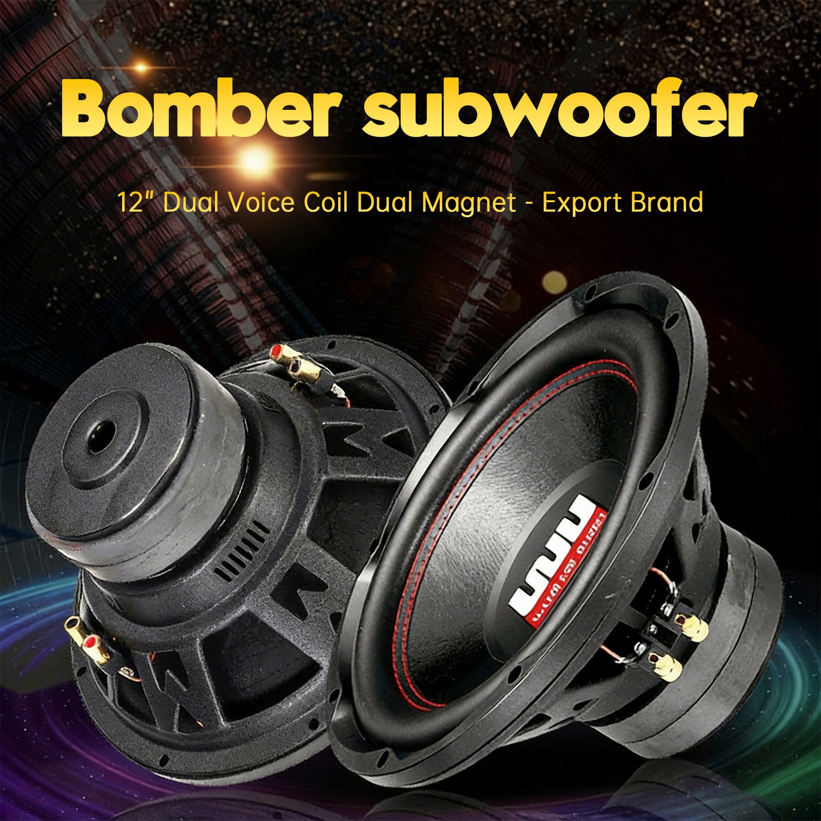 2PCS 12"Car Audio Subwoofer 2200W Max Power Dual Magnet Dual Coil Woofer Speaker