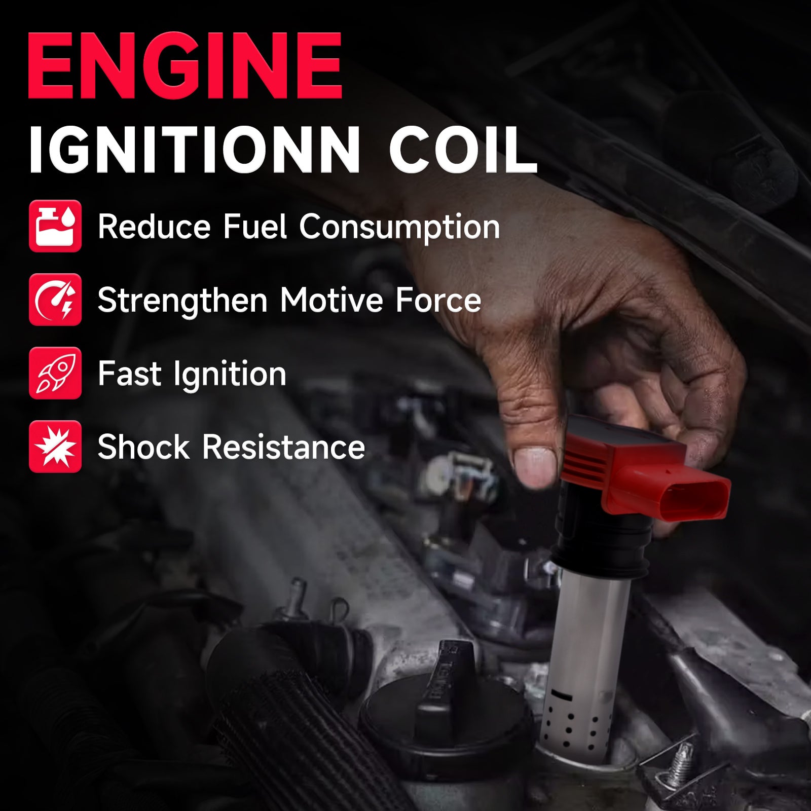 4x Red Coil Packs Set For Audi A3 A4 A5 A6 Q5 TT 06E905115 06D905115 06E905115E