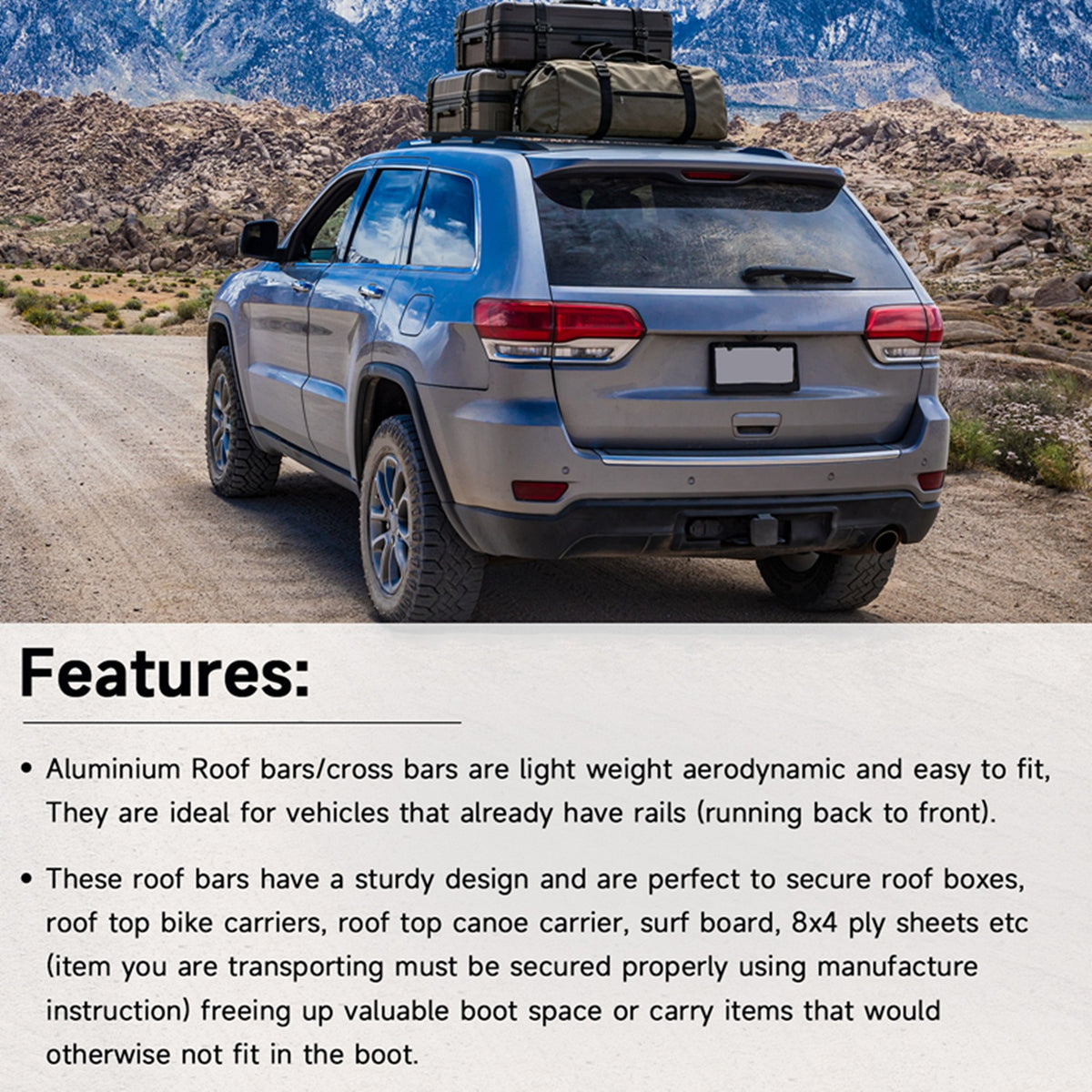 120CM Universal Aluminium Car Roof Rack Luggage Carrier Cross Bar Rail Lockable