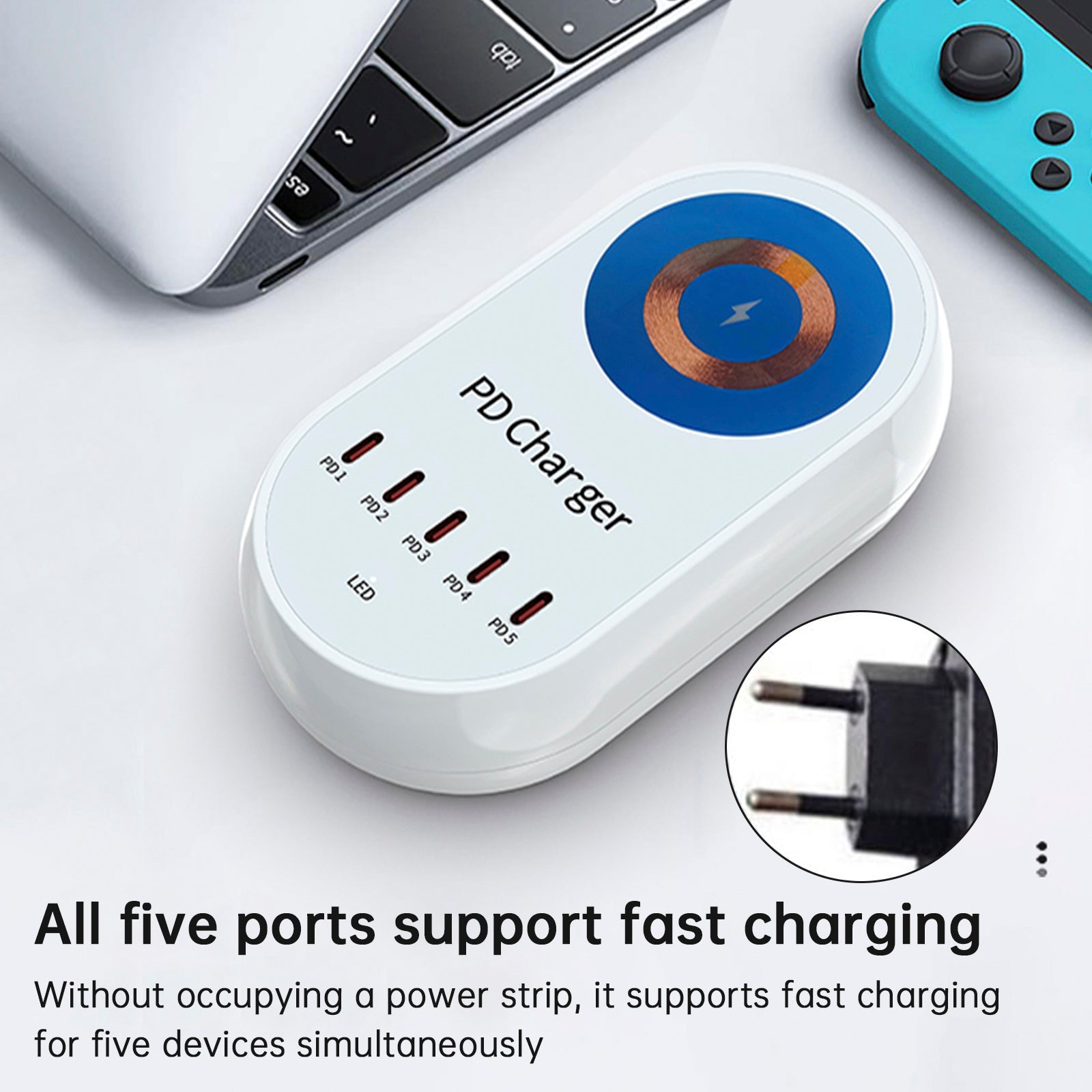 140W PD Multi-Port Charger Magnetic Wireless Fast Charging PD100W Laptop Mobile Phone Charger EU Plug
