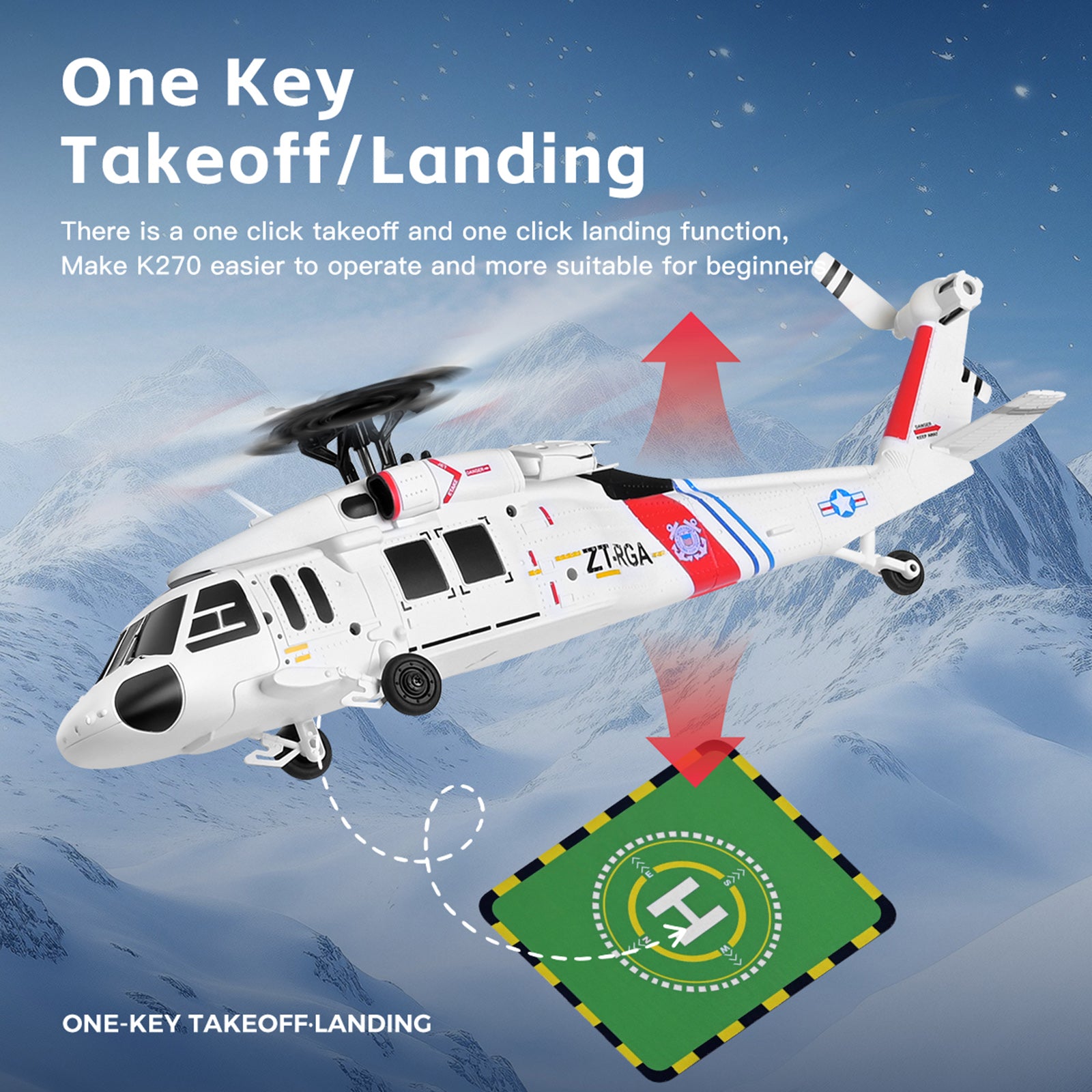 K270 UH-60L 2.4G 4CH 6Axis Gyro Brushless RC Helicopter With 4Paddle Aileronless
