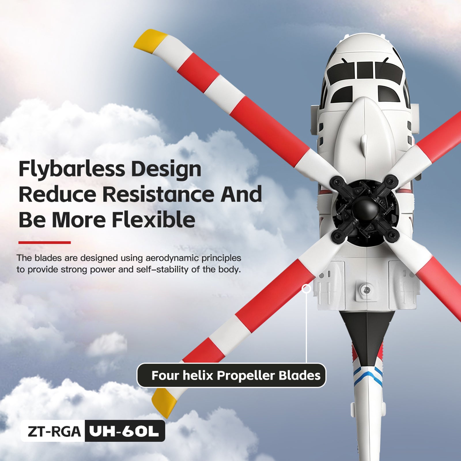 K270 UH-60L 2.4G 4CH 6Axis Gyro Brushless RC Helicopter With 4Paddle Aileronless