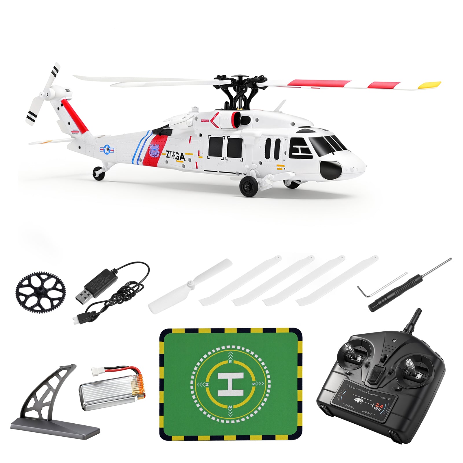 K270 UH-60L 2.4G 4CH 6Axis Gyro Brushless RC Helicopter With 4Paddle Aileronless