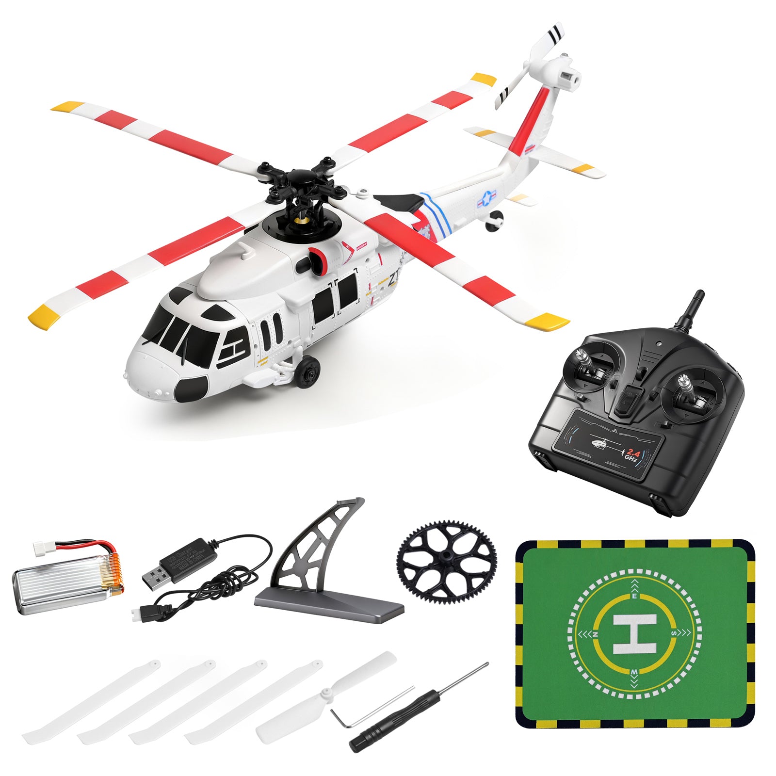 K270 UH-60L 2.4G 4CH 6Axis Gyro Brushless RC Helicopter With 4Paddle Aileronless