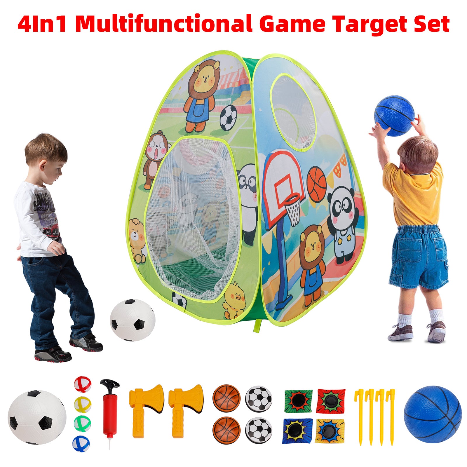 4In1 Multifunctional Game Target Set Play Football,Basketball,Bean Bag,Fly Ball