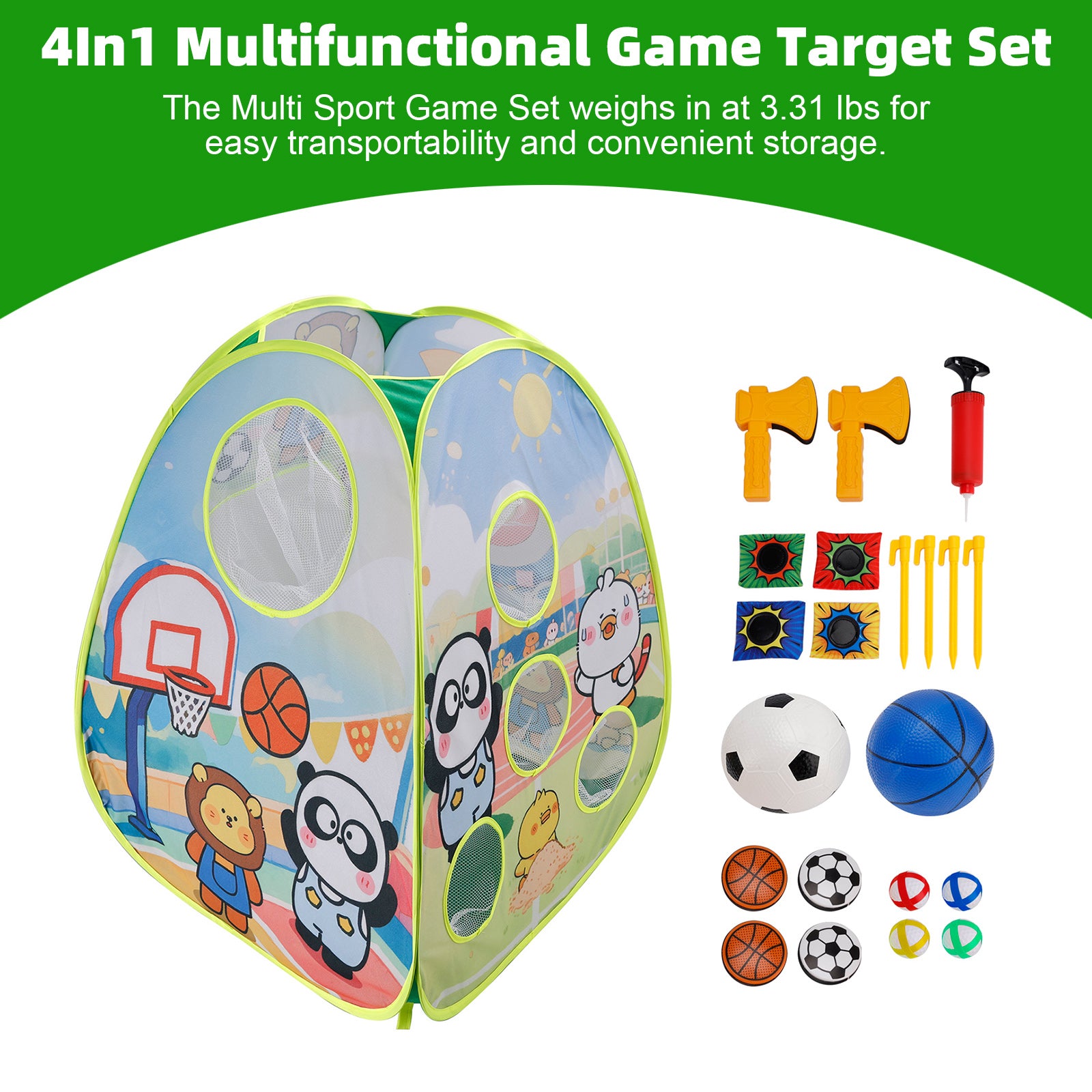 4In1 Multifunctional Game Target Set Play Football,Basketball,Bean Bag,Fly Ball