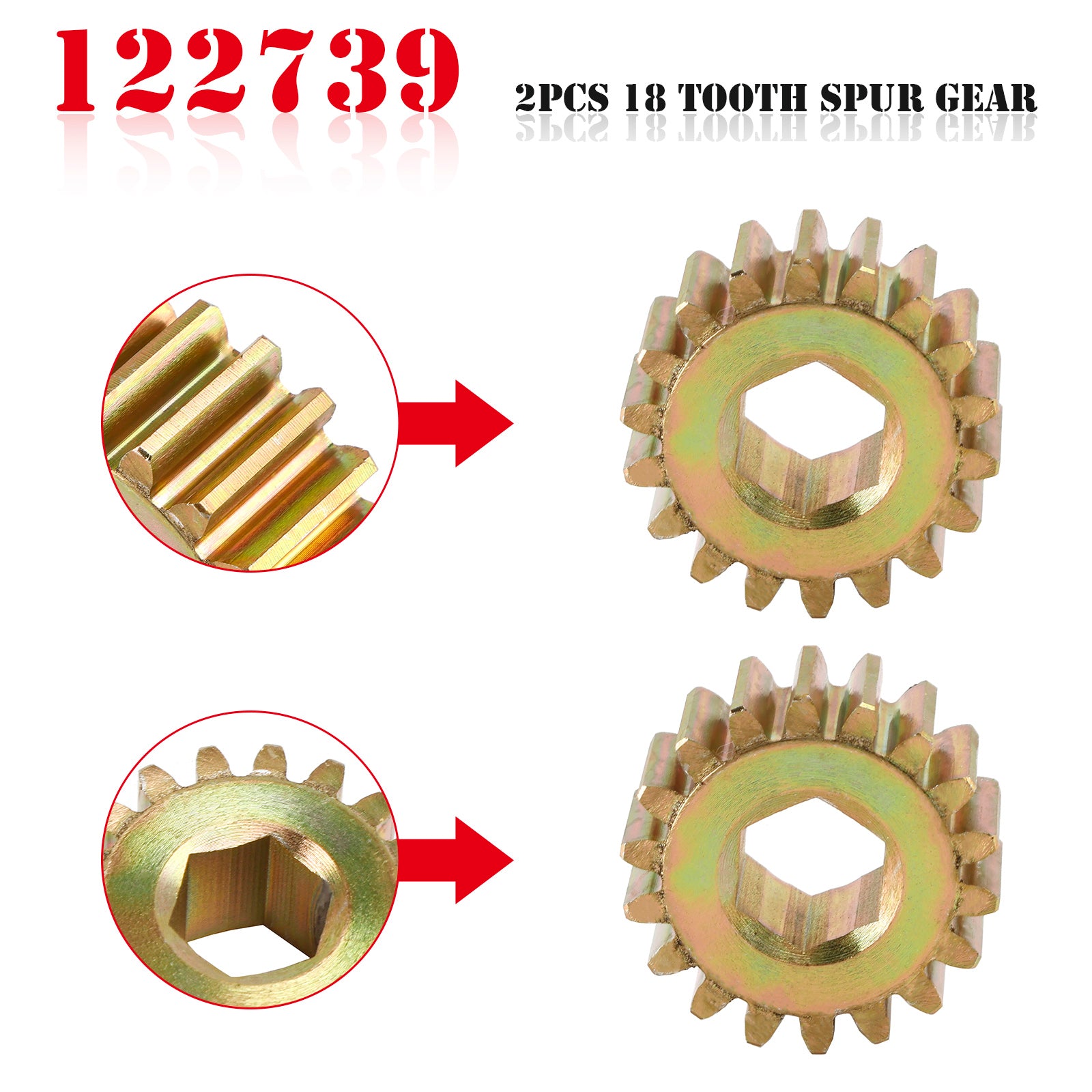 2PCS 122739 18 Tooth Spur Gear 12 DP/14.5 PA for Lippert RV Slide Out