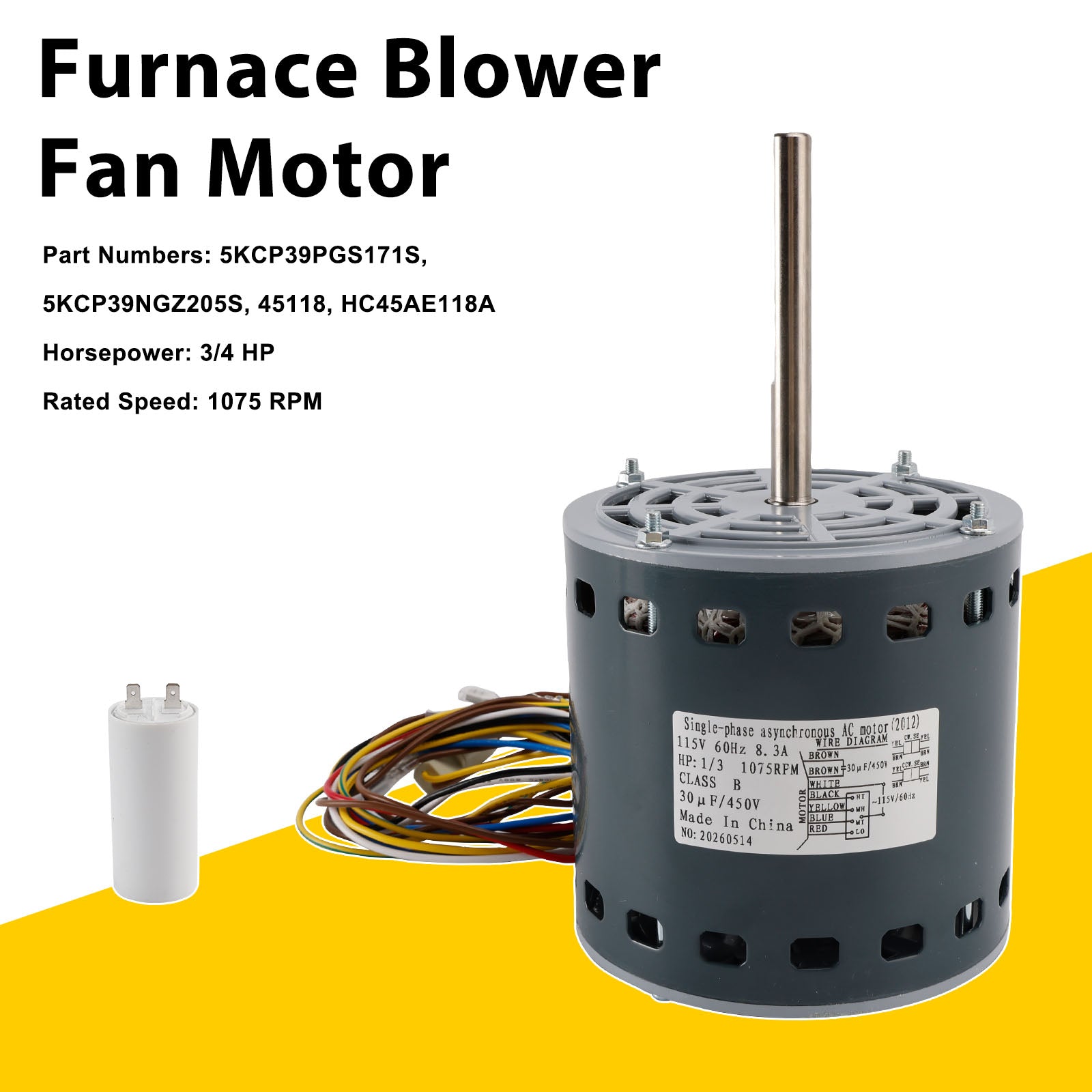 5KCP39PGS171S Furnace Blower Motor 5KCP39NGZ205S Fan Motor for GE Carrier Genteq