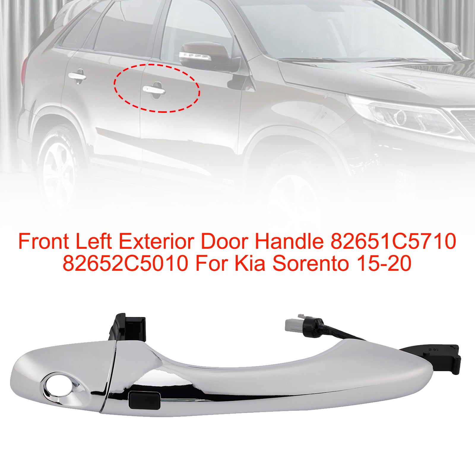 Front Left Exterior Door Handle With Holes 82651C5710 For Kia Sorento 15-20