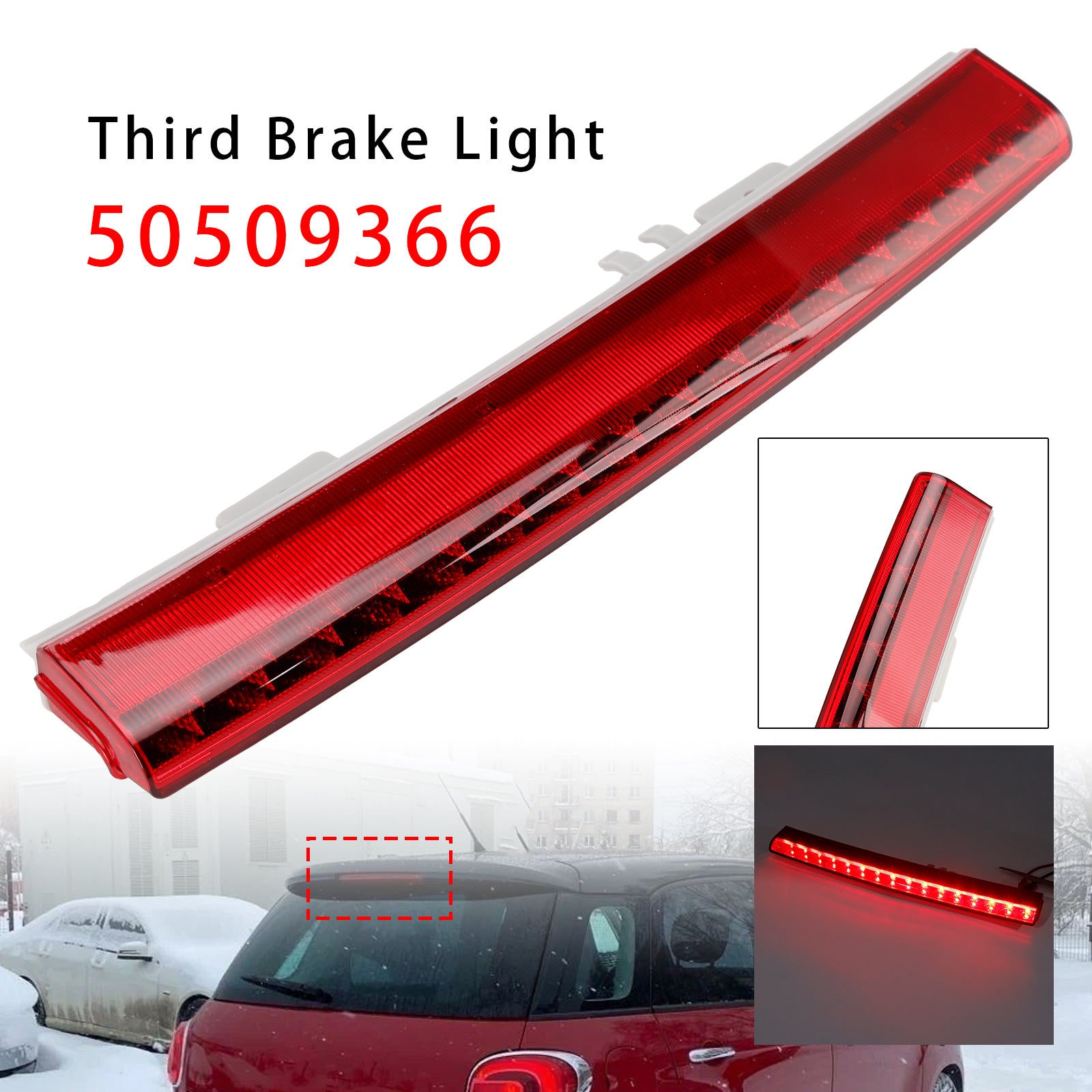 Red Rear Third Brake Light Center For Alfa Romeo Giulietta Fiat 500L 2012-2018