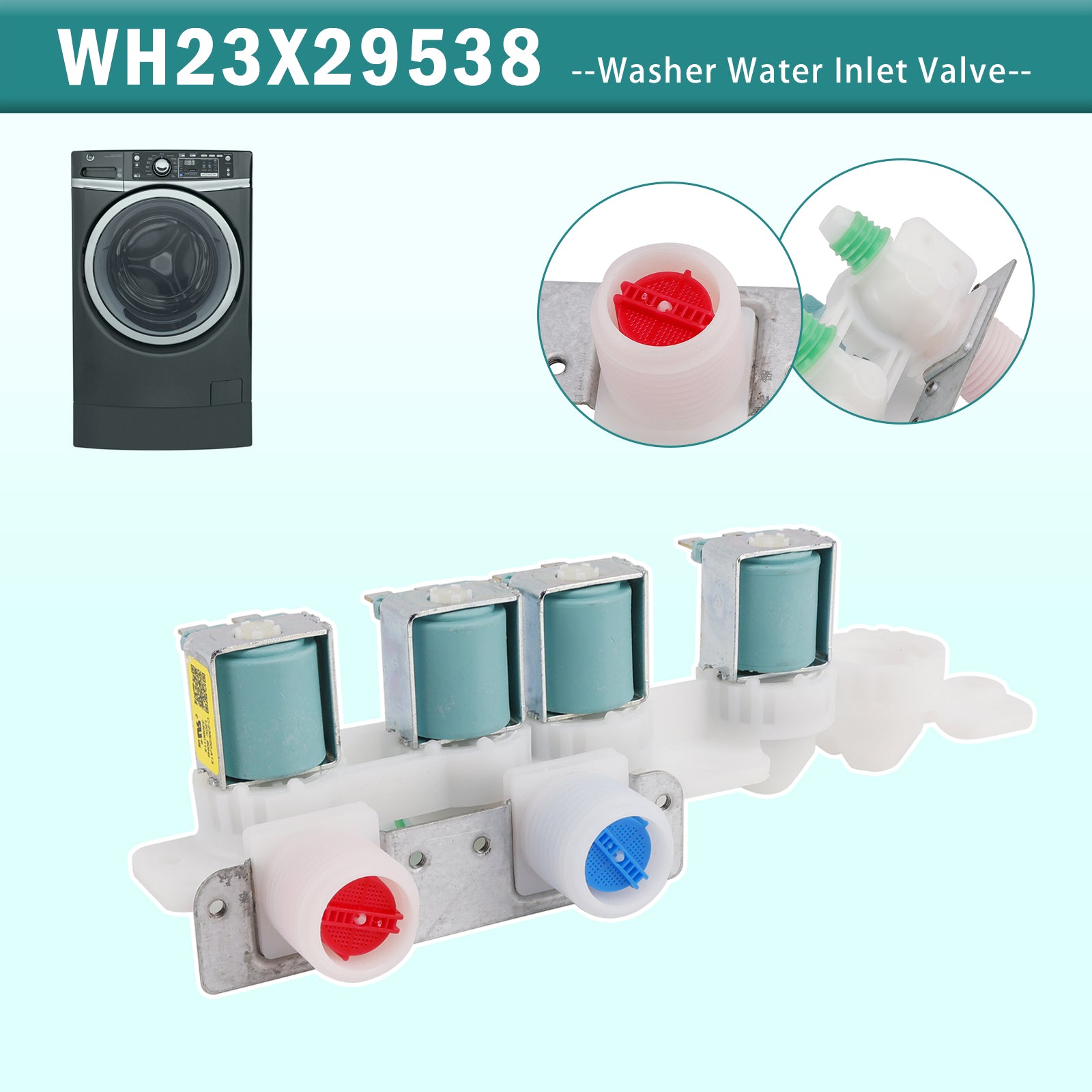 WH23X29538 Washer Water Solenoid Valve For GE Washing Machine