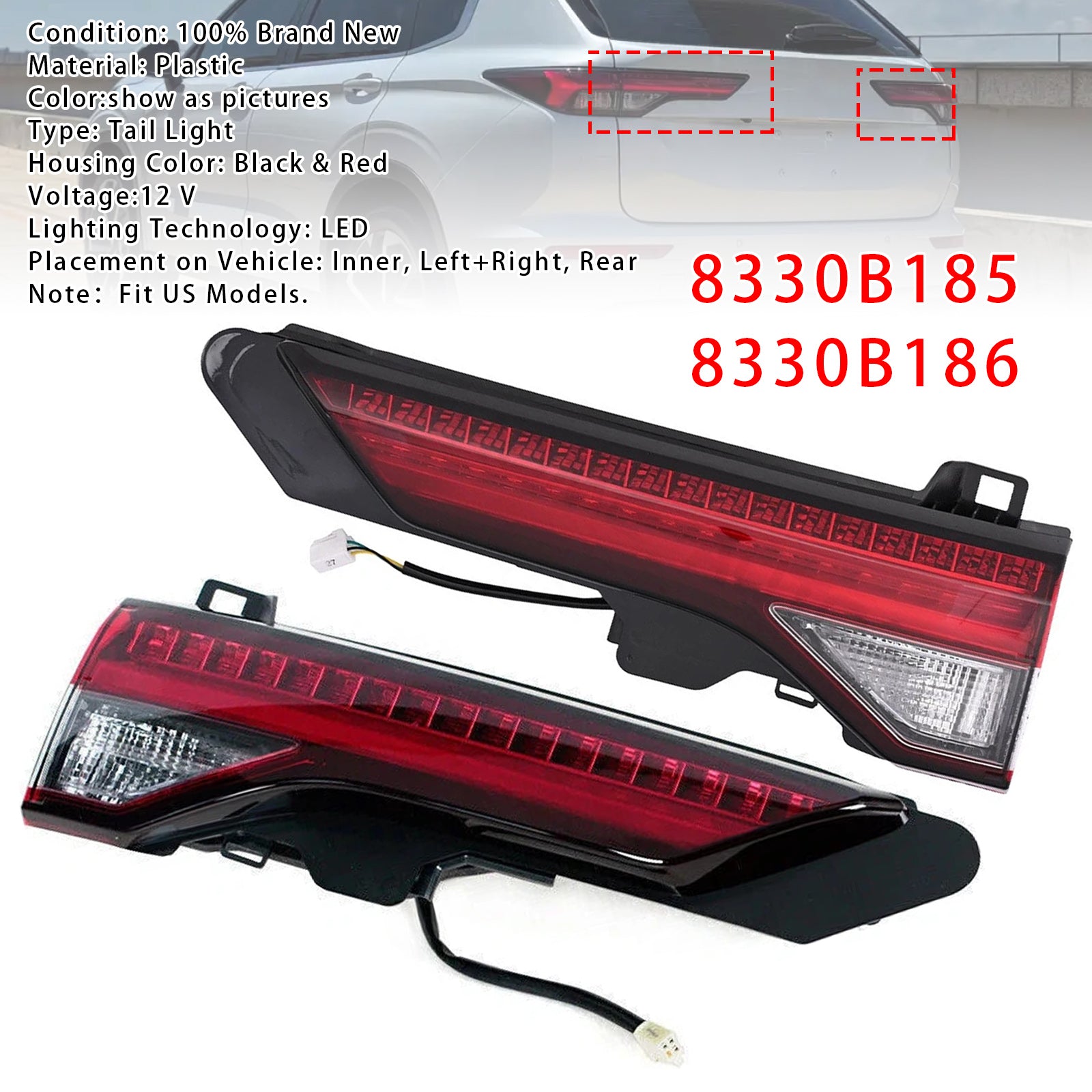 Left+Right Inner Rear Brake Tail Light For Mitsubishi Outlander 2022-2024
