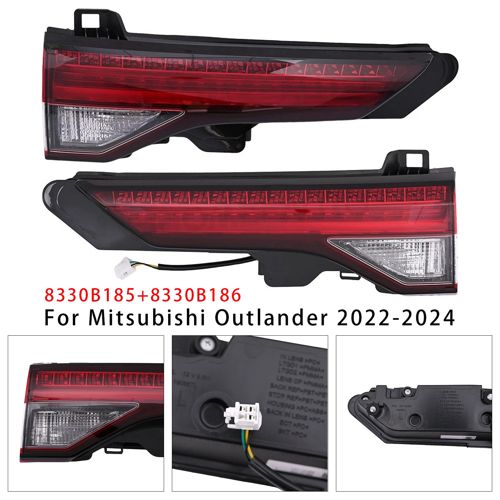 Left+Right Inner Rear Brake Tail Light For Mitsubishi Outlander 2022-2024
