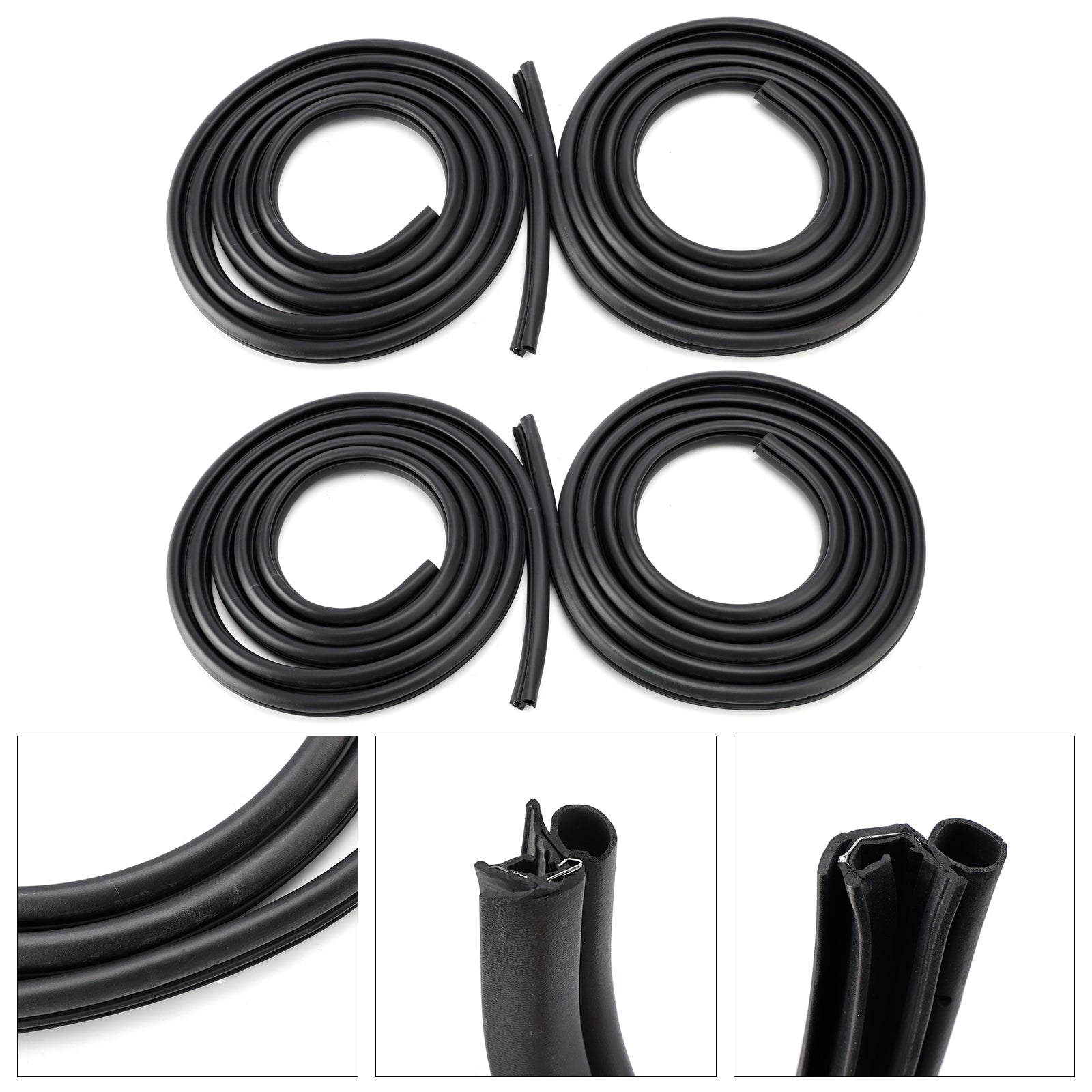 4Pcs Front Rear Left Right Door Rubber Seal Weatherstrip For Hummer H2 2003-2009