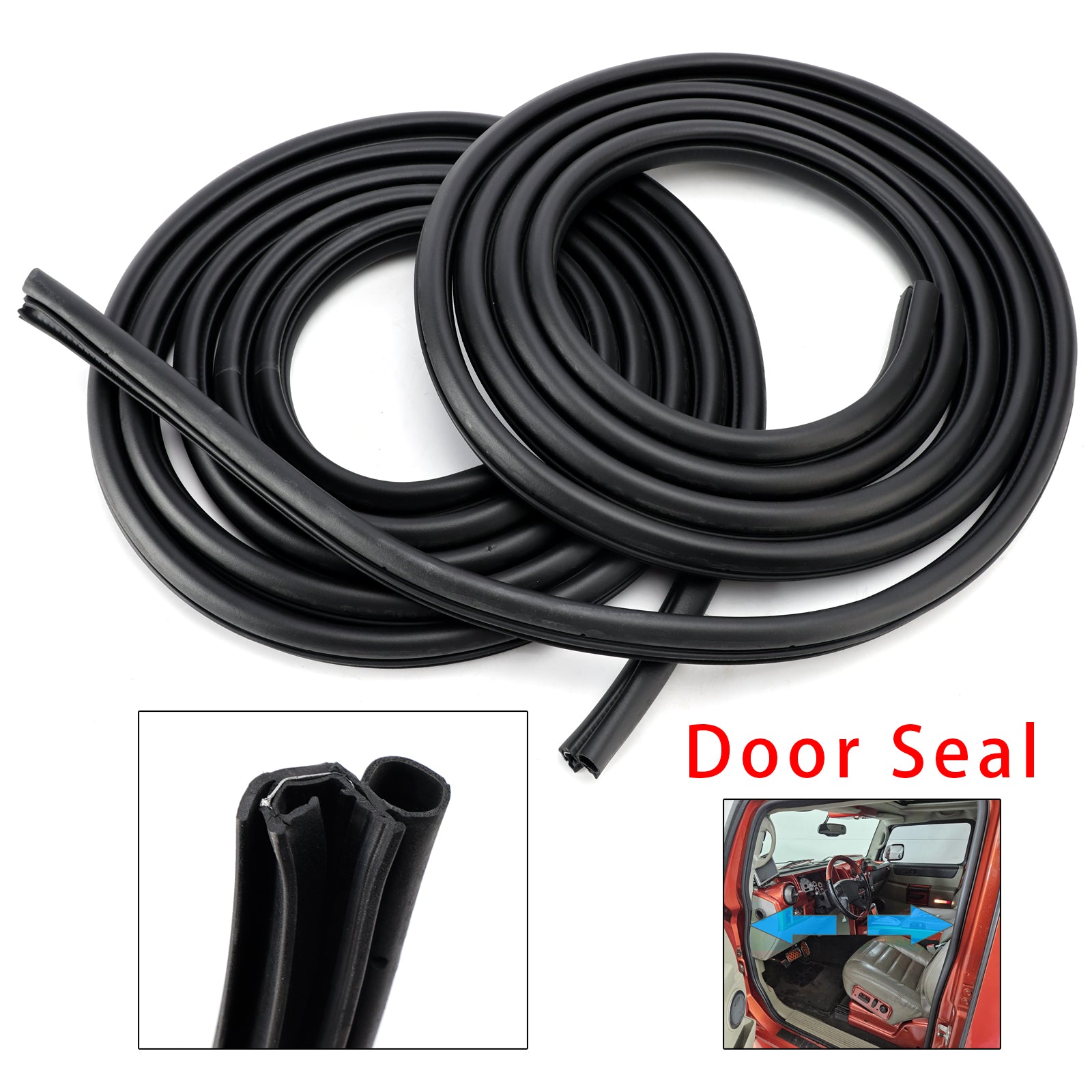 2Pcs Front/Rear Door Rubber Seal Weatherstrip For Hummer H2 2003-2009