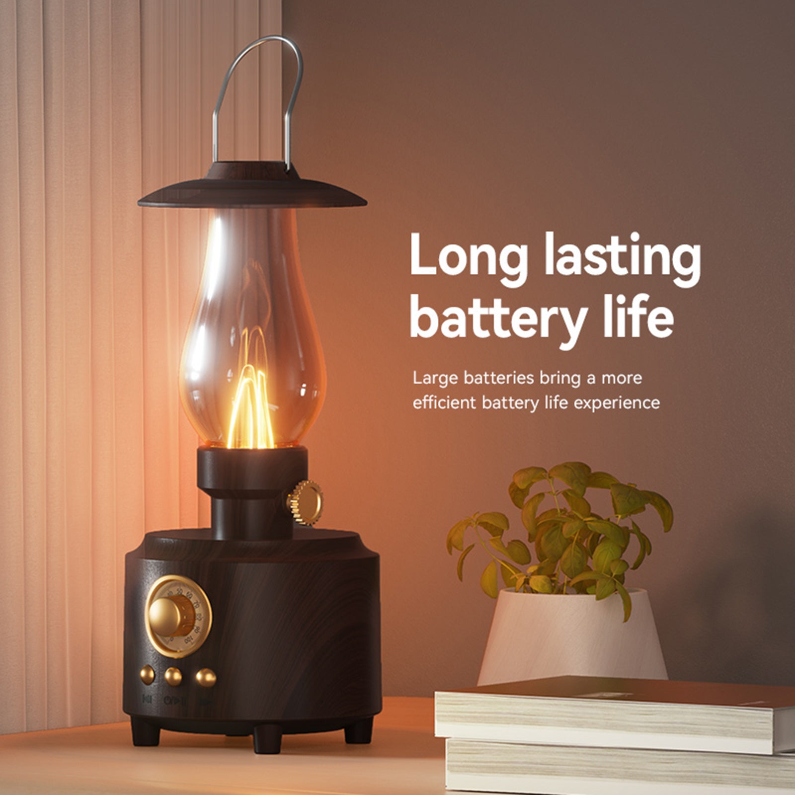 Retro Kerosene Table Lamp Bluetooth Speaker IPX4 Waterproof Bedside Lamp Camping