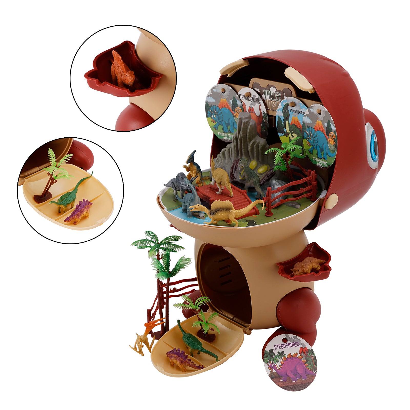 41 Pcs Dinosaur World Toy Realistic Set With Tree And Fence Playset Gift For Kid