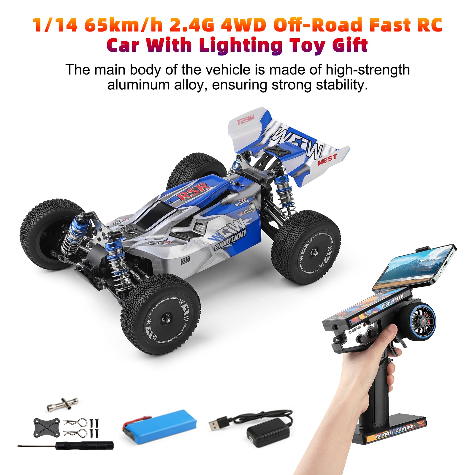 WLtoys 144011 1/14 65km/h 2.4G 4WD Off-Road Fast RC Car With Lighting Toy Gift
