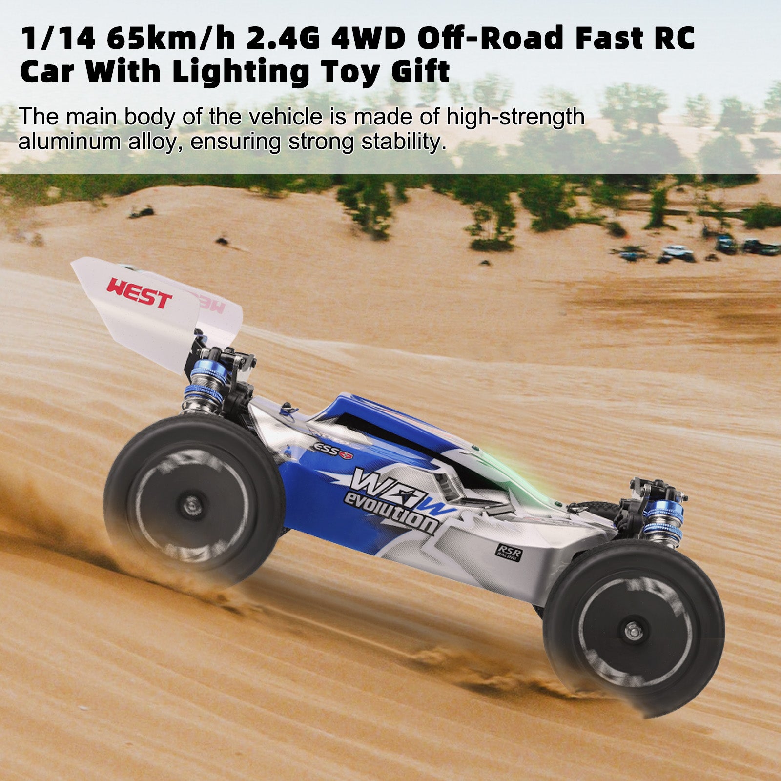 WLtoys 144011 1/14 65km/h 2.4G 4WD Off-Road Fast RC Car With Lighting Toy Gift