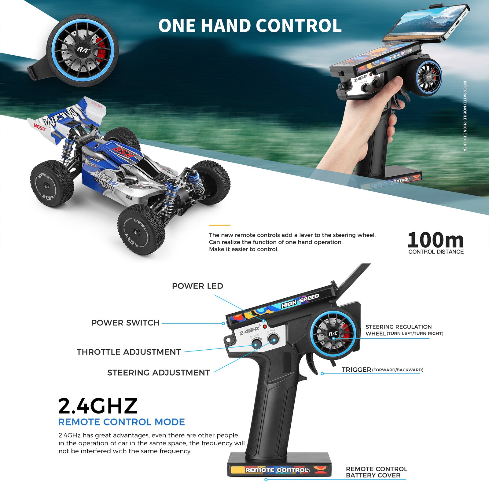 WLtoys 144011 1/14 65km/h 2.4G 4WD Off-Road Fast RC Car With Lighting Toy Gift