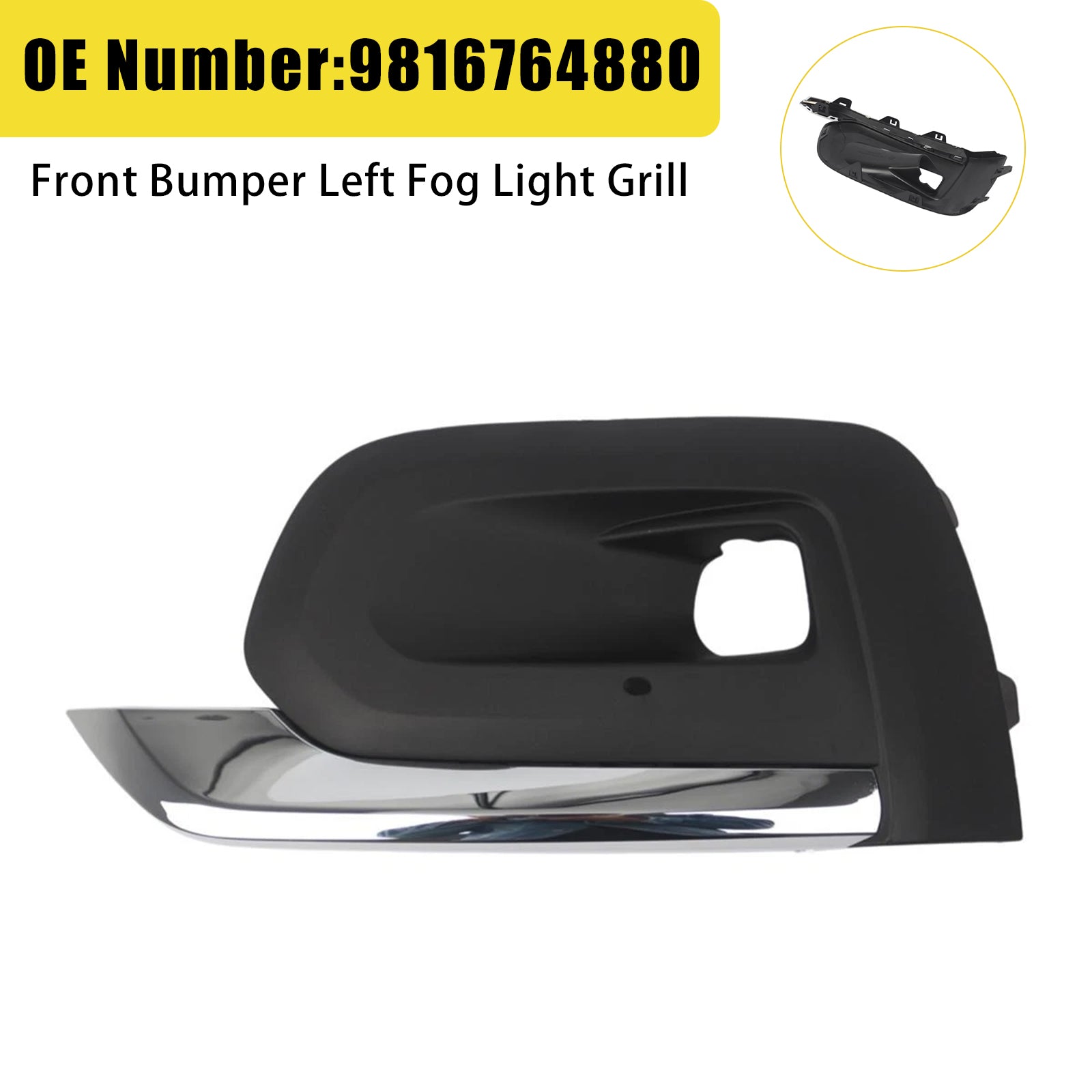 Front Bumper Left Fog Light Grill 9816764880 For Peugeot Rifter 2019-2025