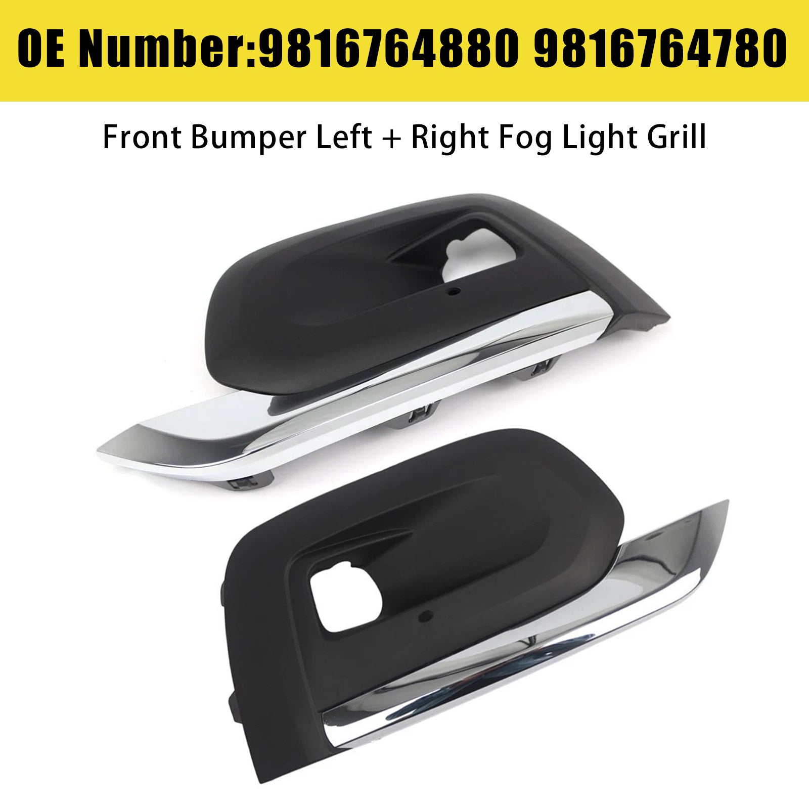Front Bumper Left + Right Fog Light Grill 9816764780 For Peugeot Rifter 2019-2025
