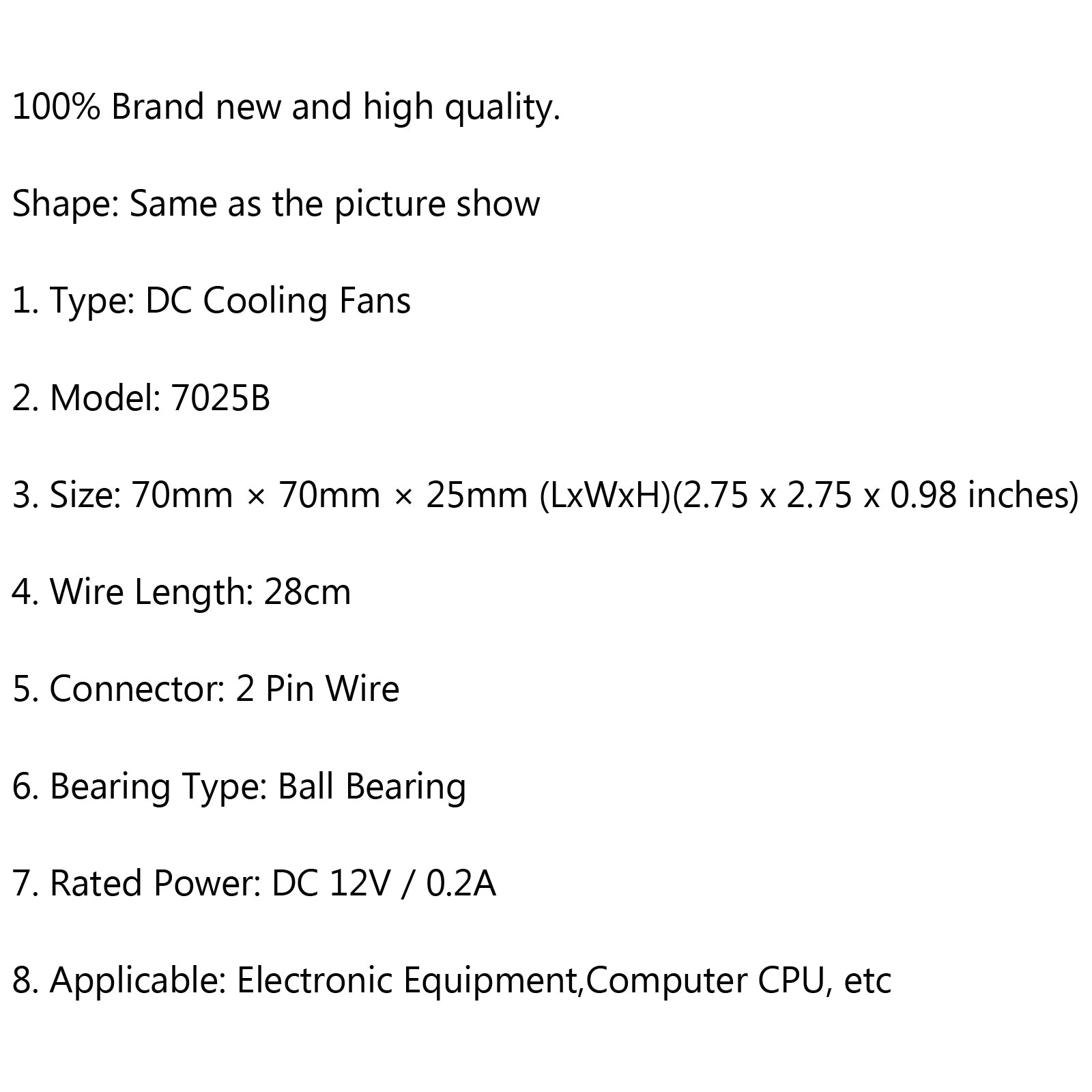 1PC 12V 0.2A Cooling Computer Fan Ball Bearing 70?ā”?5mm DC Brushless 2 Pin