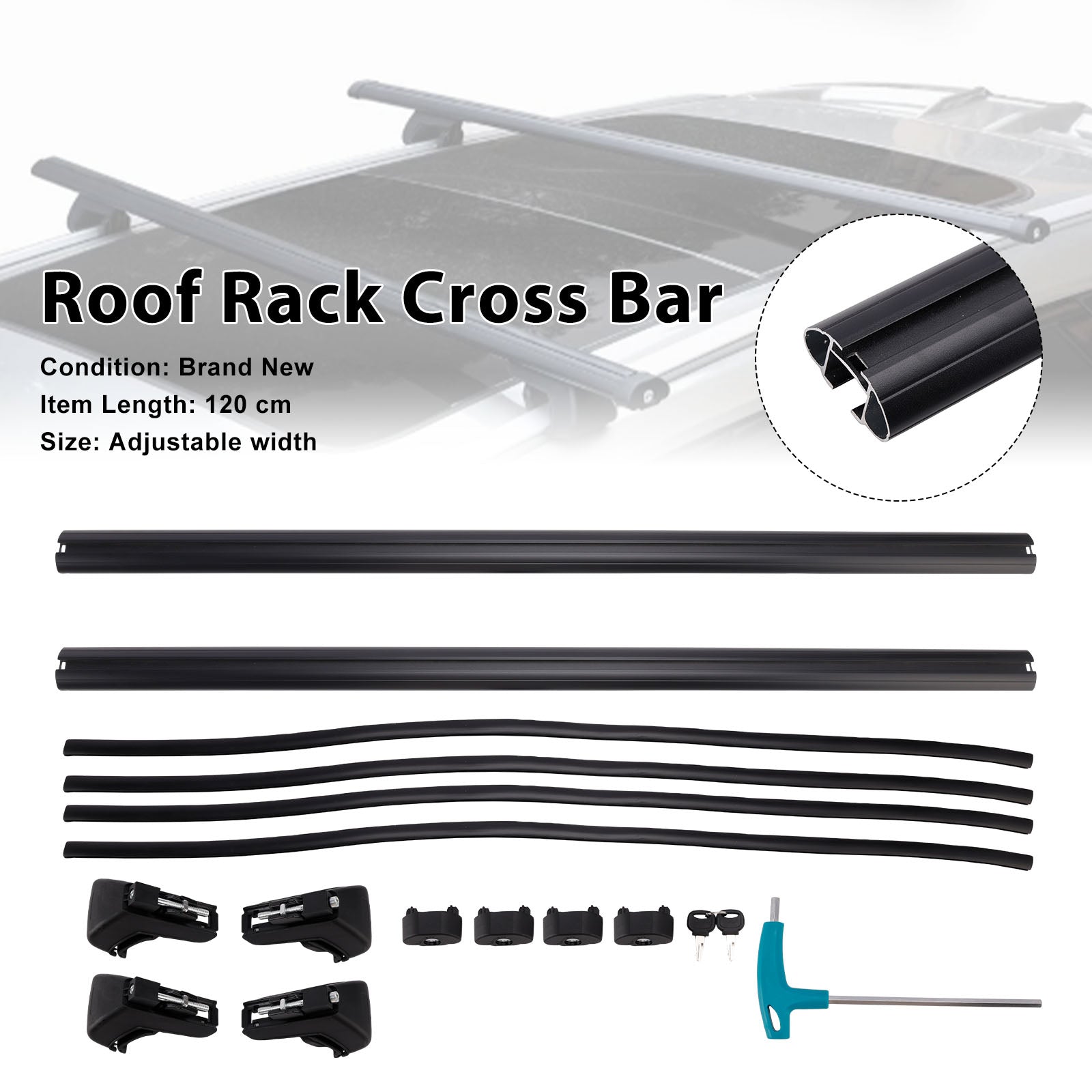 120CM Universal Aluminium Car Roof Rack Luggage Carrier Cross Bar Rail Lockable
