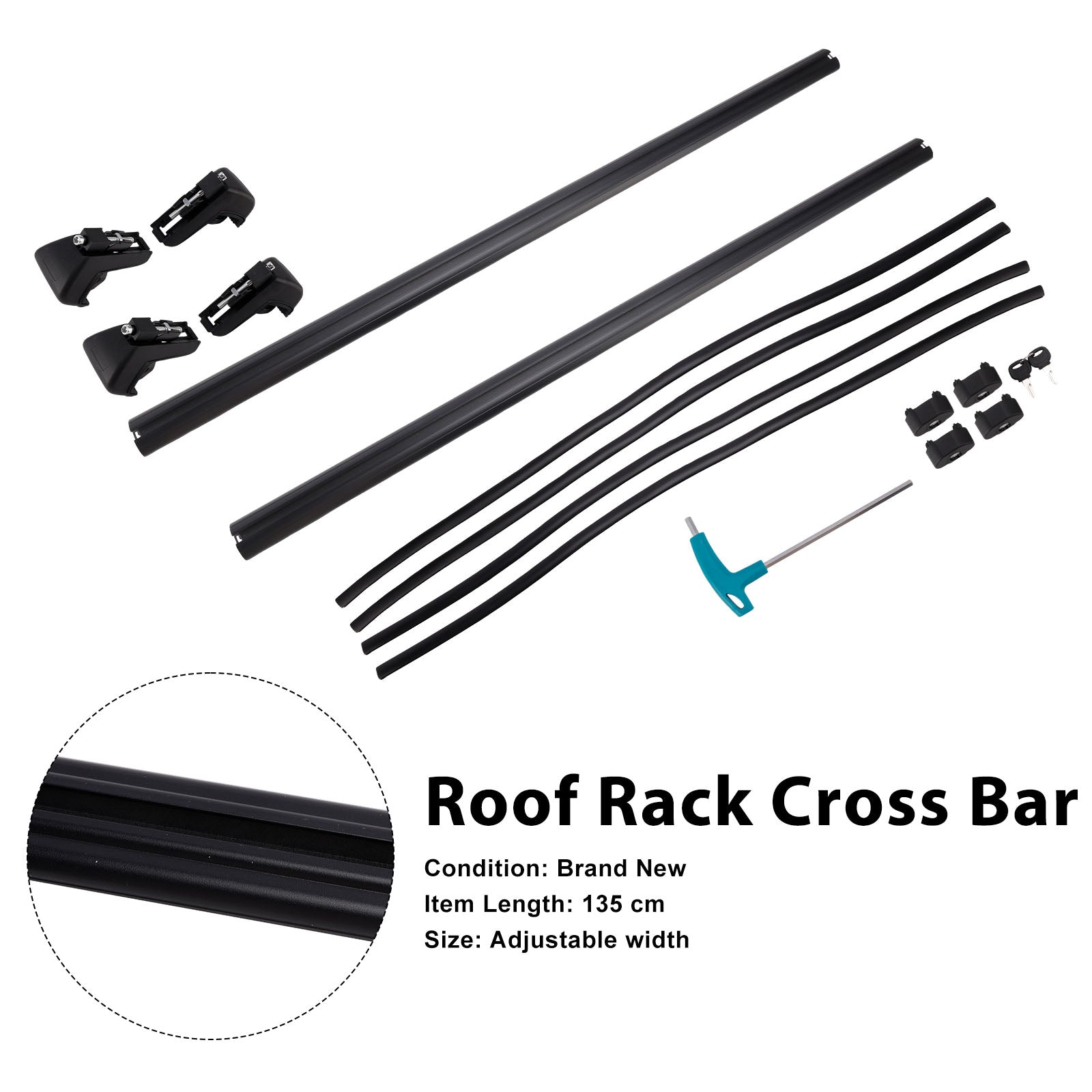 135CM Universal Aluminium Car Roof Rack Luggage Carrier Cross Bar Rail Lockable
