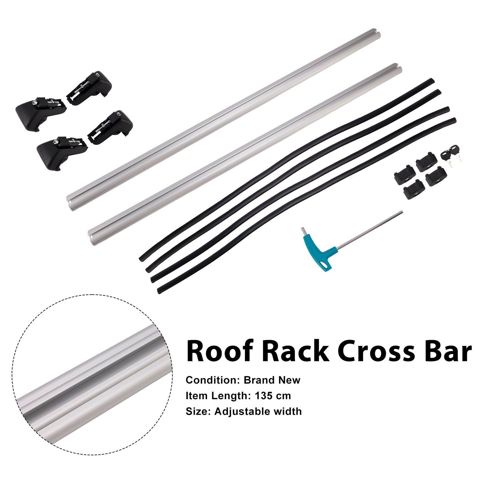Universal Aluminium Car Roof Rack Luggage Carrier Cross Bar Rail Lockable 135CM