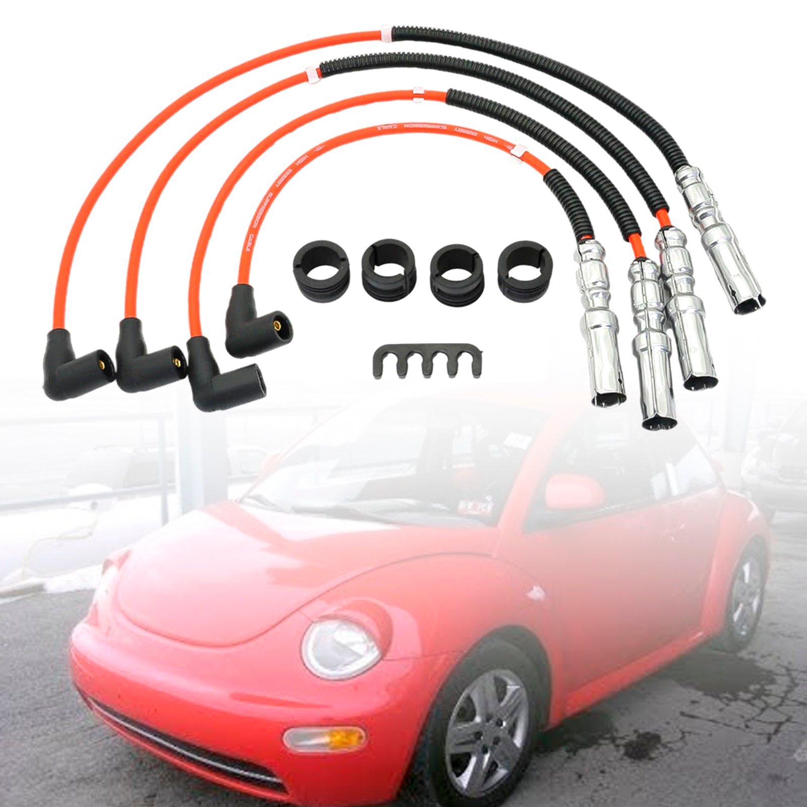 8mm Spark Plug Wire Kit 063905431A For VW Beetle Bora Golf GTI Jetta 2.0L