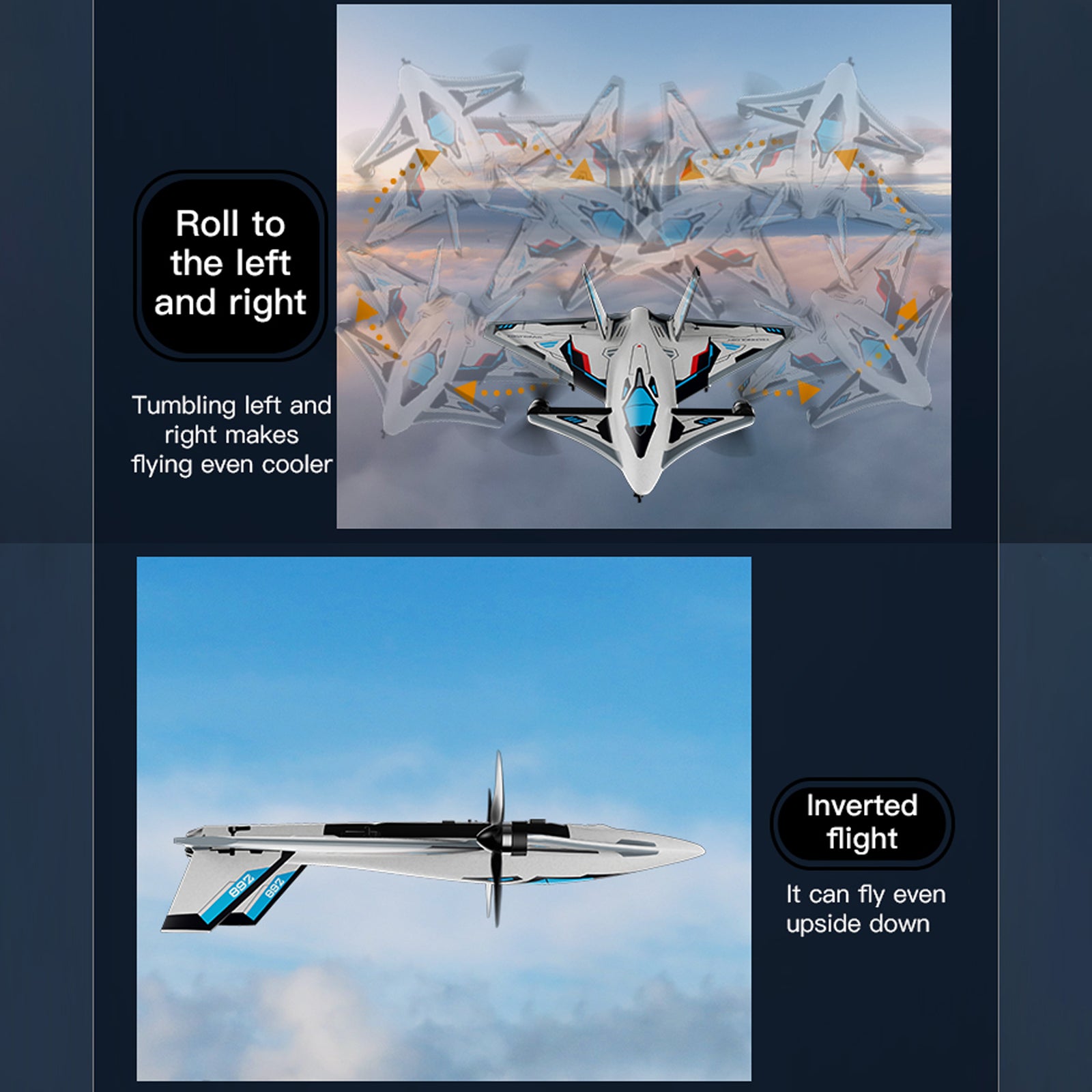 Z68 2.4GHz 6CH Remote Control Future Fighter Brushless With Light 2 Batteries