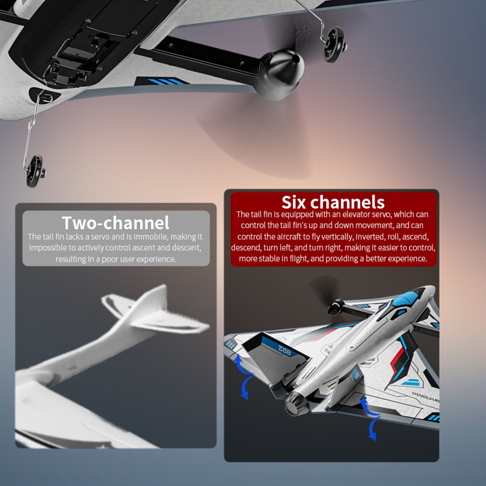 Z68 2.4GHz 6CH Remote Control Future Fighter Brushless With Light 2 Batteries