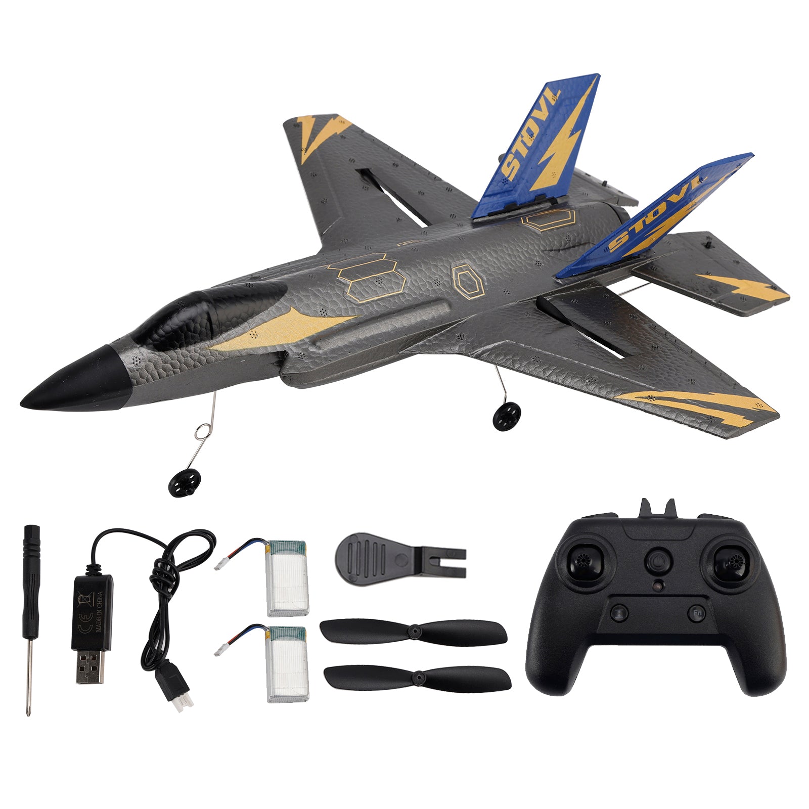 KF605 2.4GHz 4CH Remote Control Glider Airplane Toy Gift With 2 Batteries Black