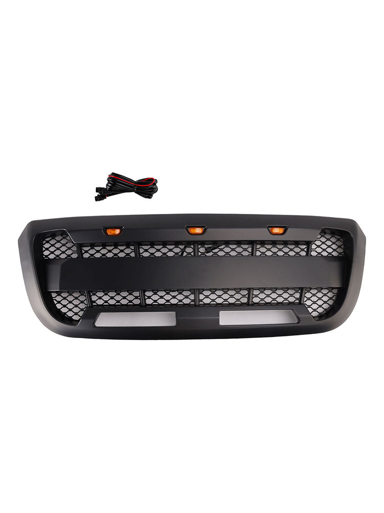 Matt Black Front Bumper Grille Grill Fit Ford Ranger 2004-2011 With LED Light