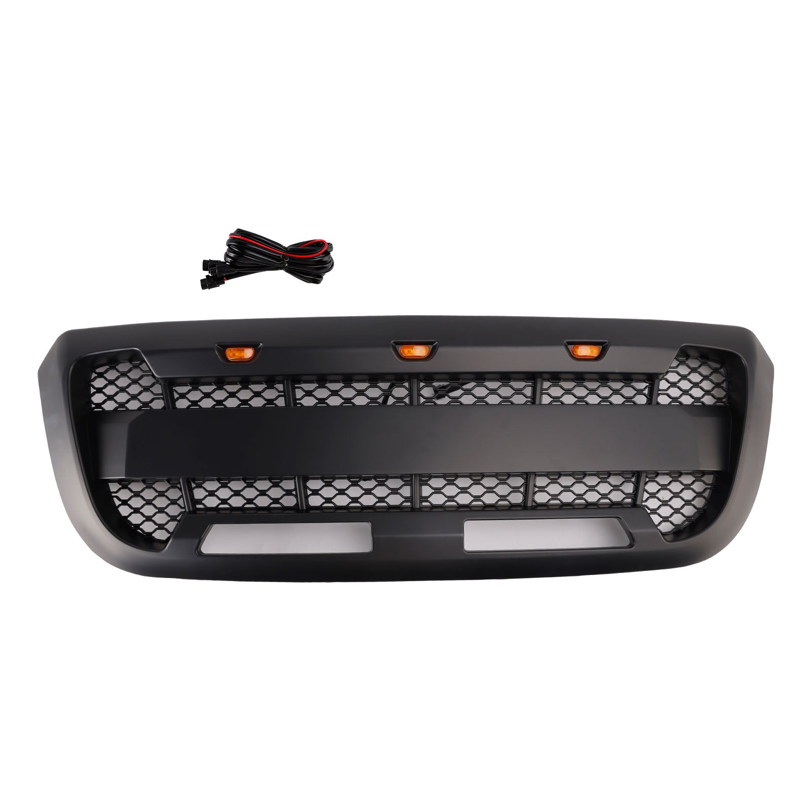 Matt Black Front Bumper Grille Grill Fit Ford Ranger 2004-2011 With LED Light