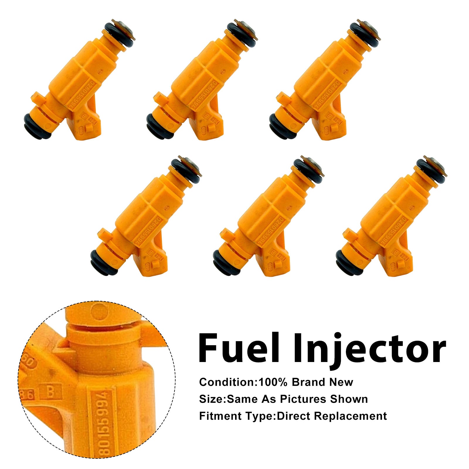 6Pcs Fuel Injector For Peugeot 607 For Renault Clio II 2000-02 0280155994